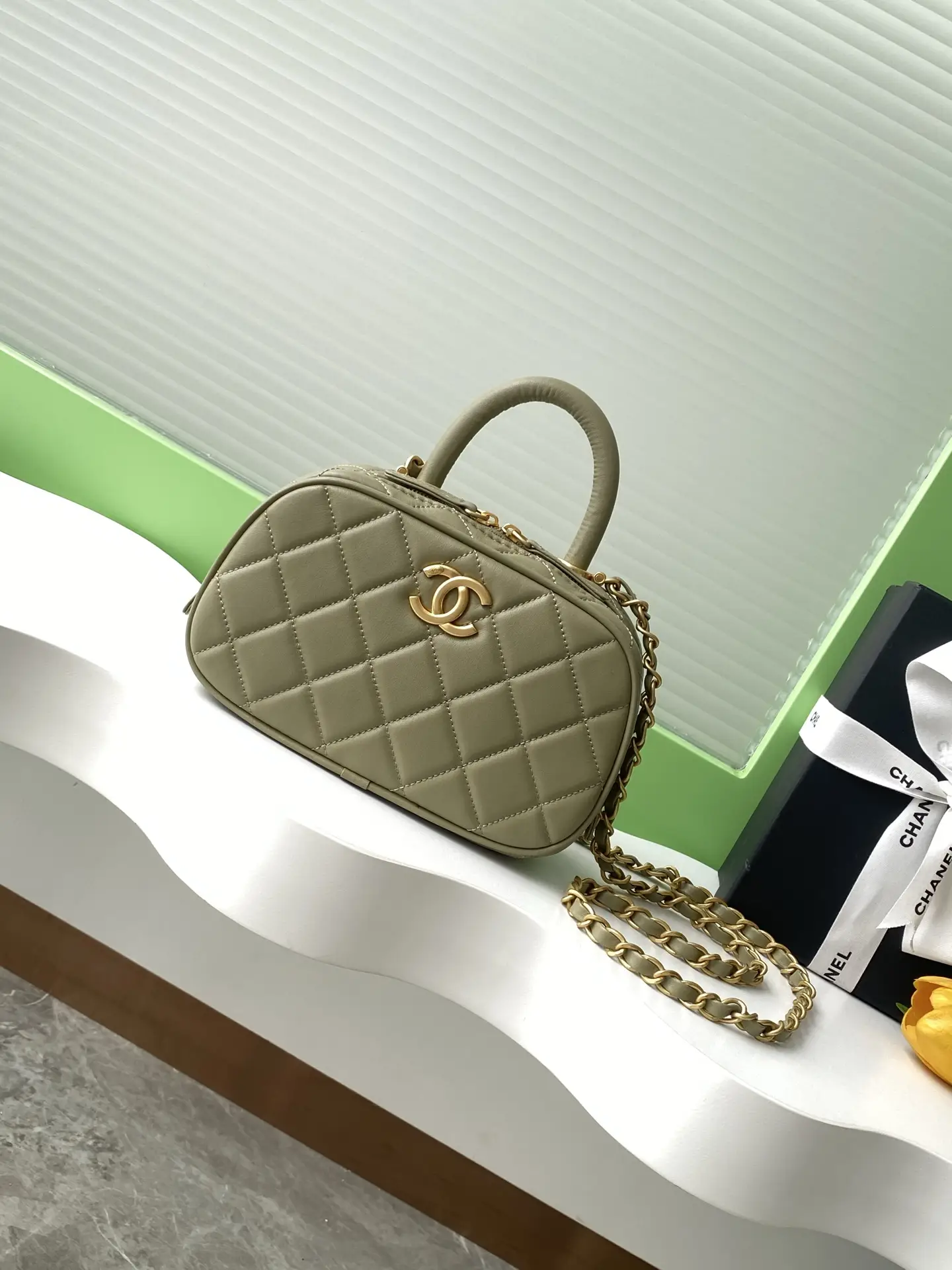 Chanel Mini Bowling Bag AS5572 Olive Green