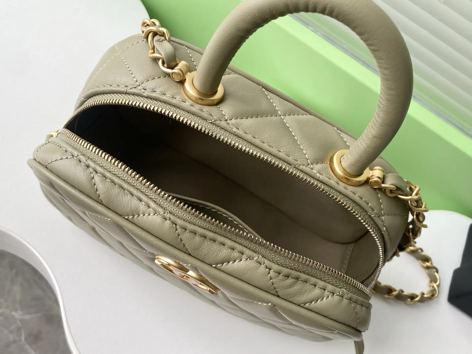 Chanel Mini Bowling Bag AS5572 Olive Green