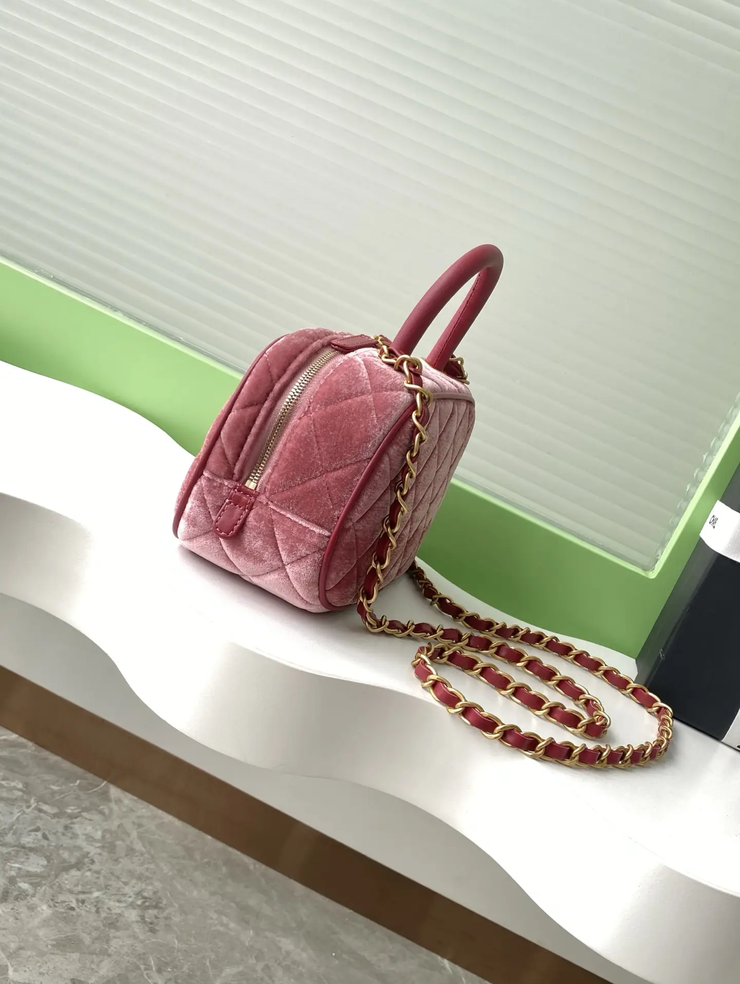 Chanel Mini Bowling Bag AS5572 Pink Velvet