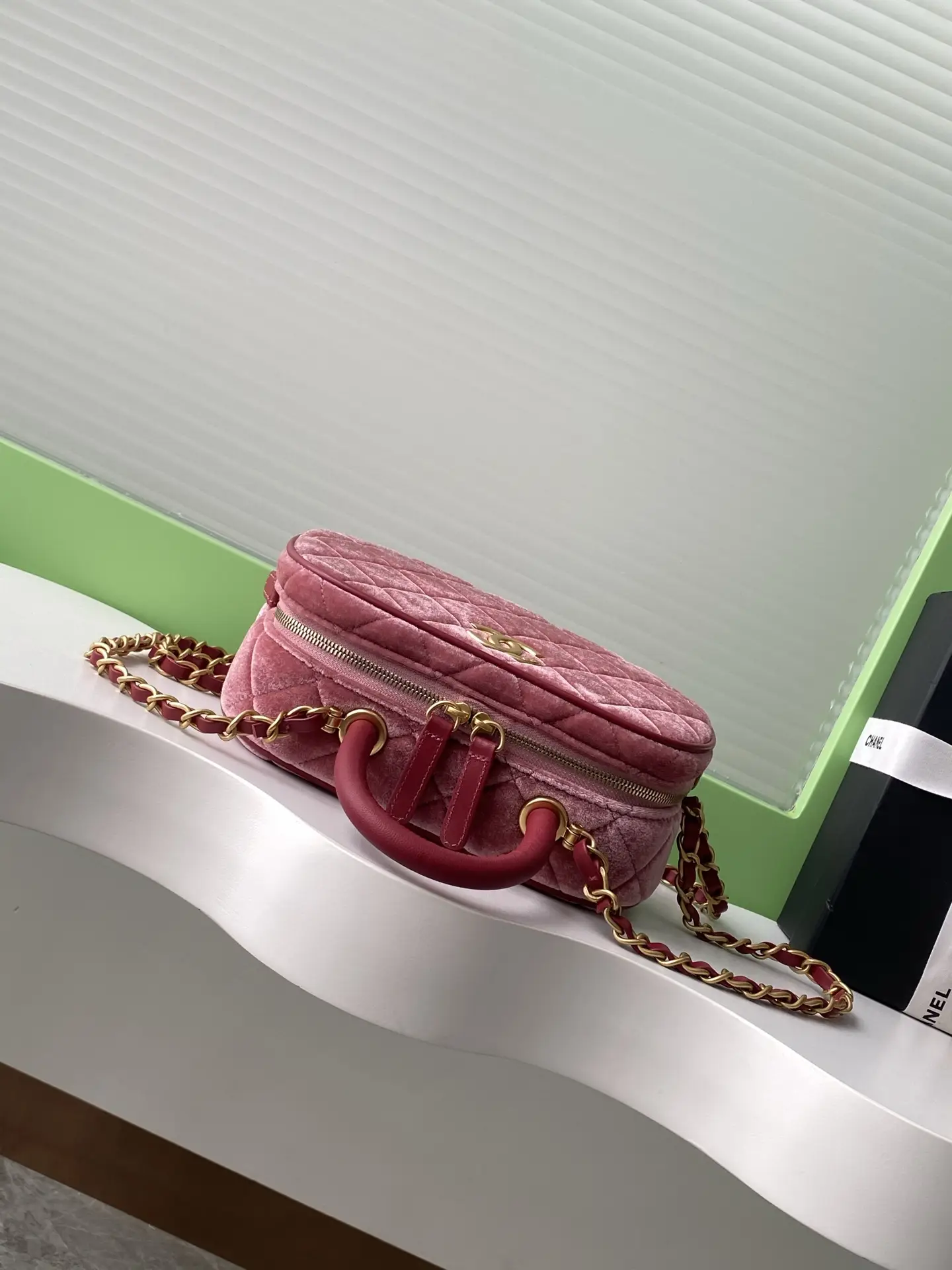 Chanel Mini Bowling Bag AS5572 Pink Velvet