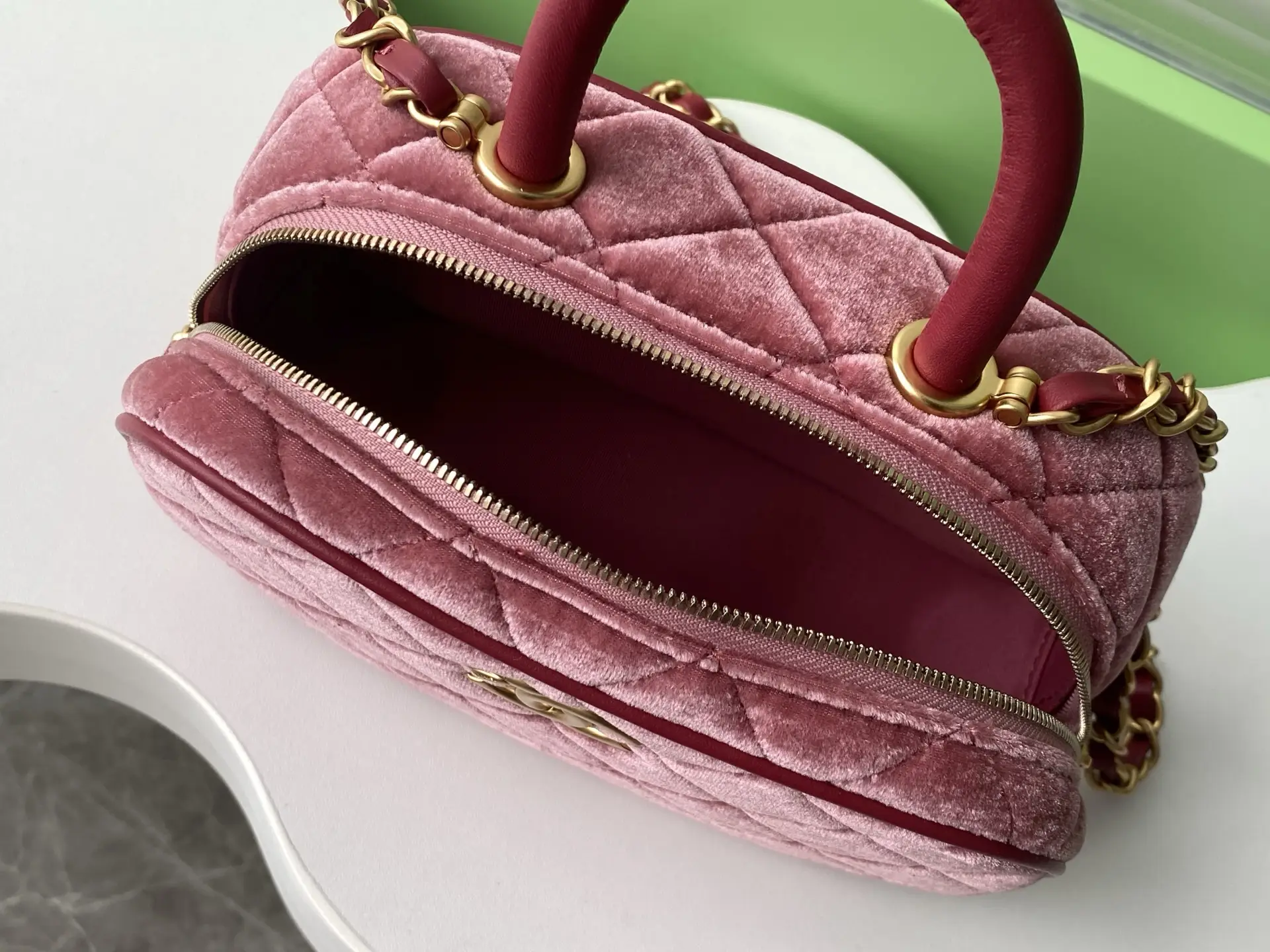 Chanel Mini Bowling Bag AS5572 Pink Velvet