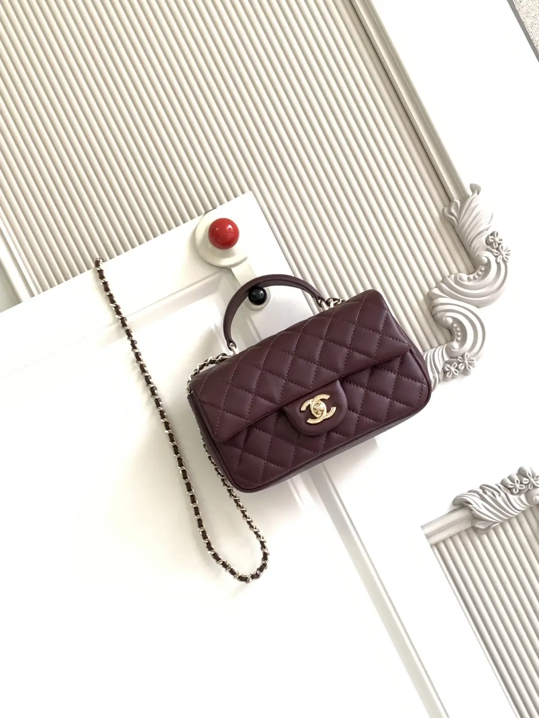 Chanel Mini CF Handle Bag AS2431 Burgundy