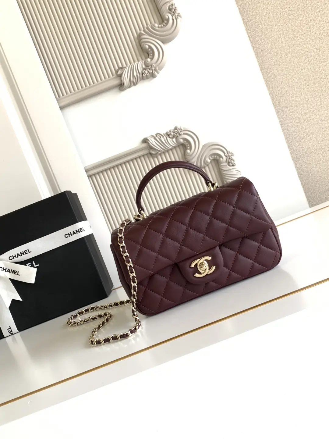 Chanel Mini CF Handle Bag AS2431 Burgundy