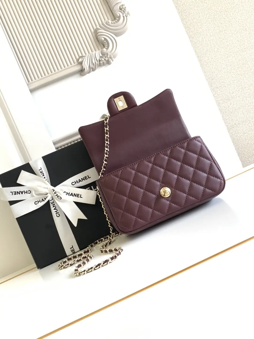 Chanel Mini CF Handle Bag AS2431 Burgundy