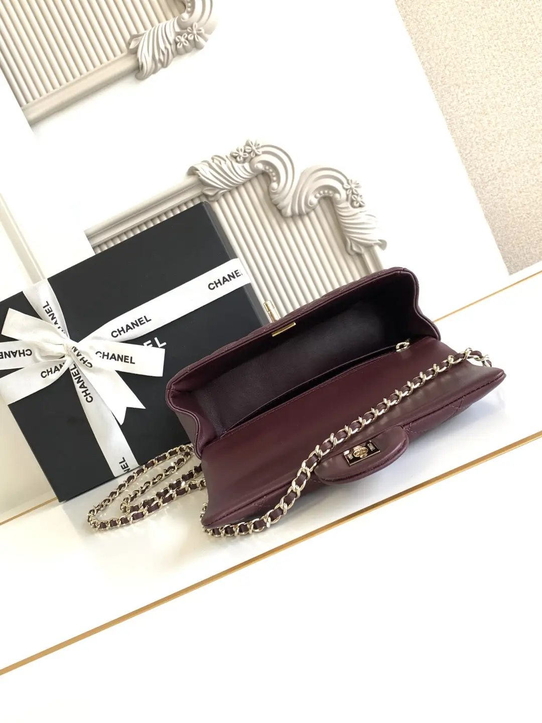 Chanel Mini CF Handle Bag AS2431 Burgundy