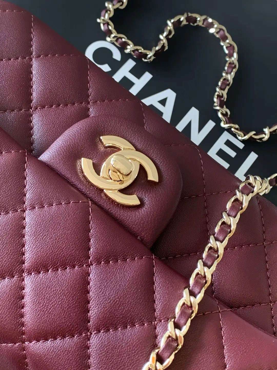 Chanel Mini CF Handle Bag AS2431 Burgundy