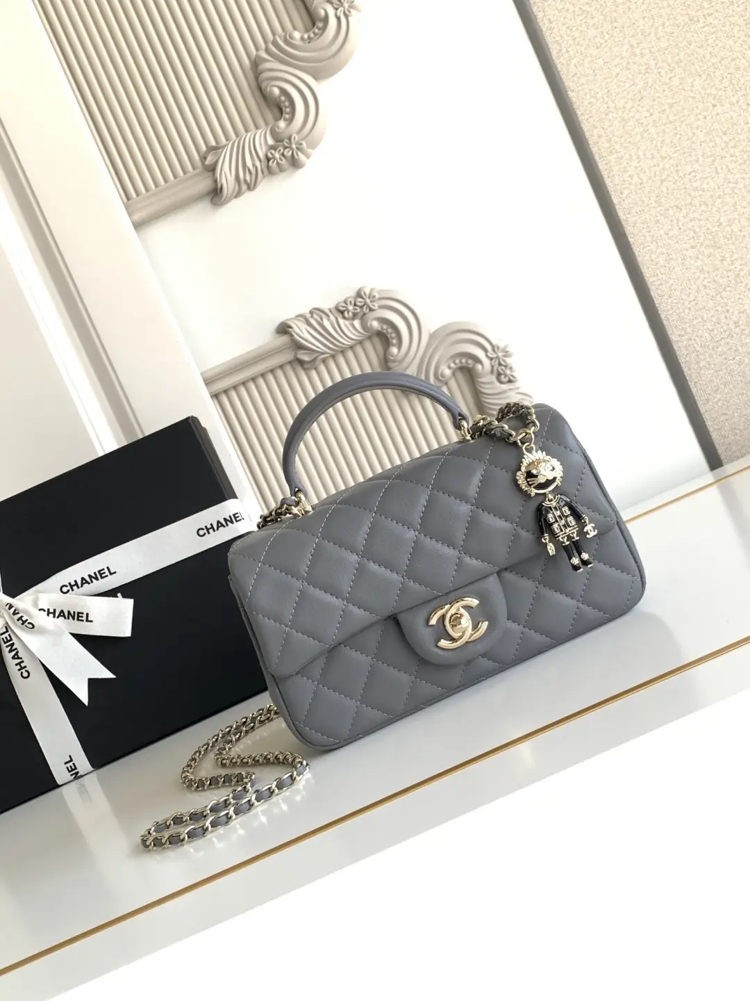 Chanel Mini CF Handle Bag AS2431 Gray