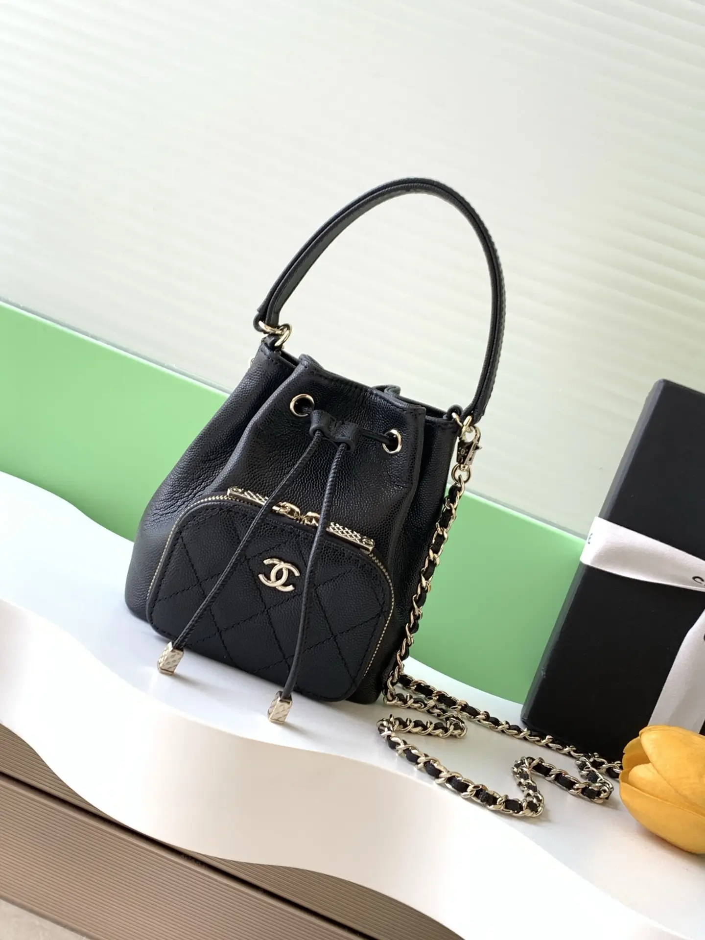 Chanel Mini Drawstring Bucket Bag SP4775 Black