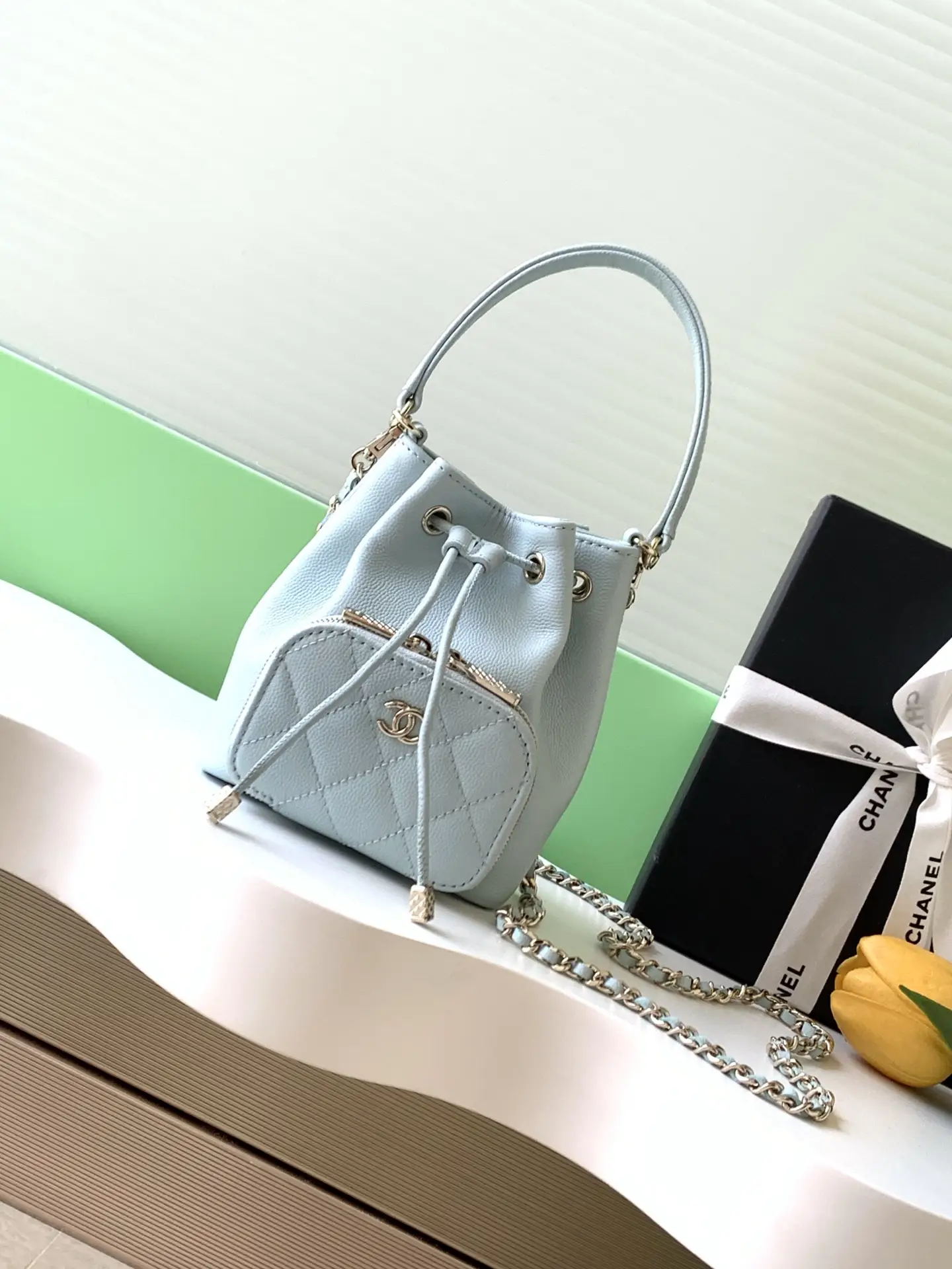 Chanel Mini Drawstring Bucket Bag SP4775 Blue