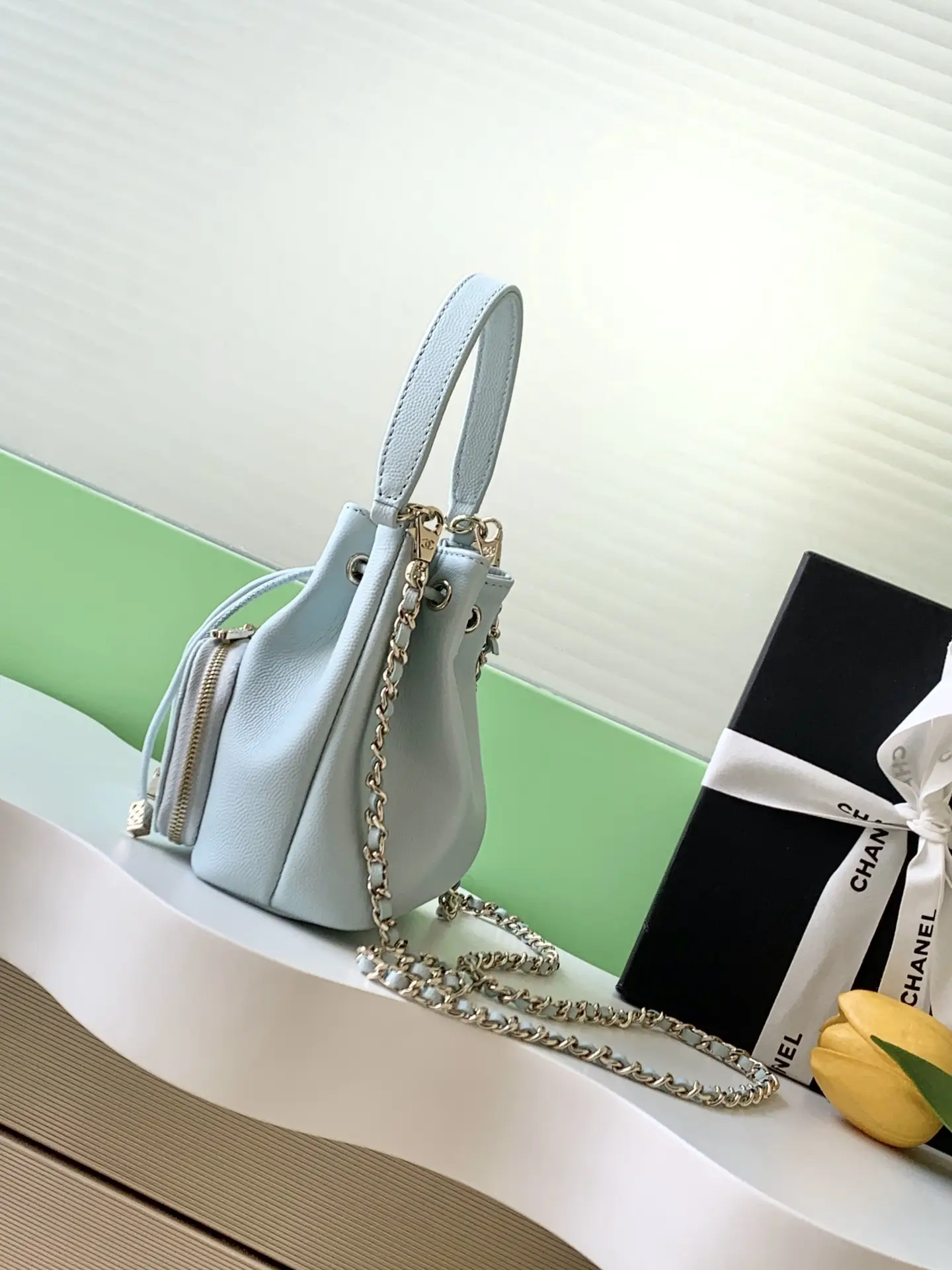 Chanel Mini Drawstring Bucket Bag SP4775 Blue