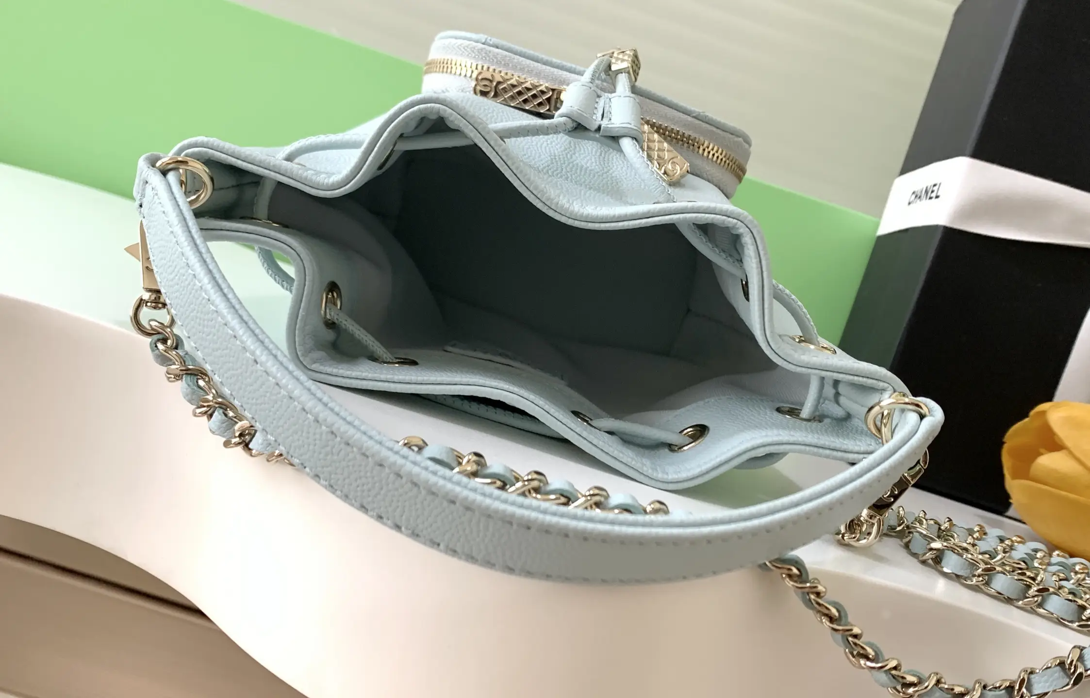 Chanel Mini Drawstring Bucket Bag SP4775 Blue