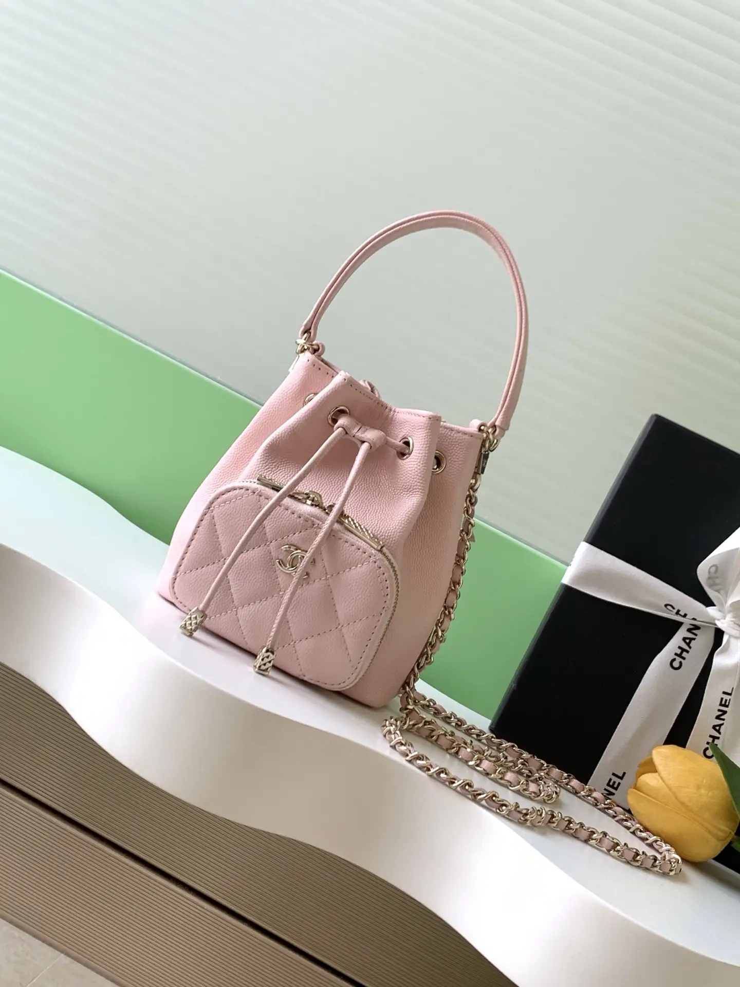 Chanel Mini Drawstring Bucket Bag SP4775 Pink