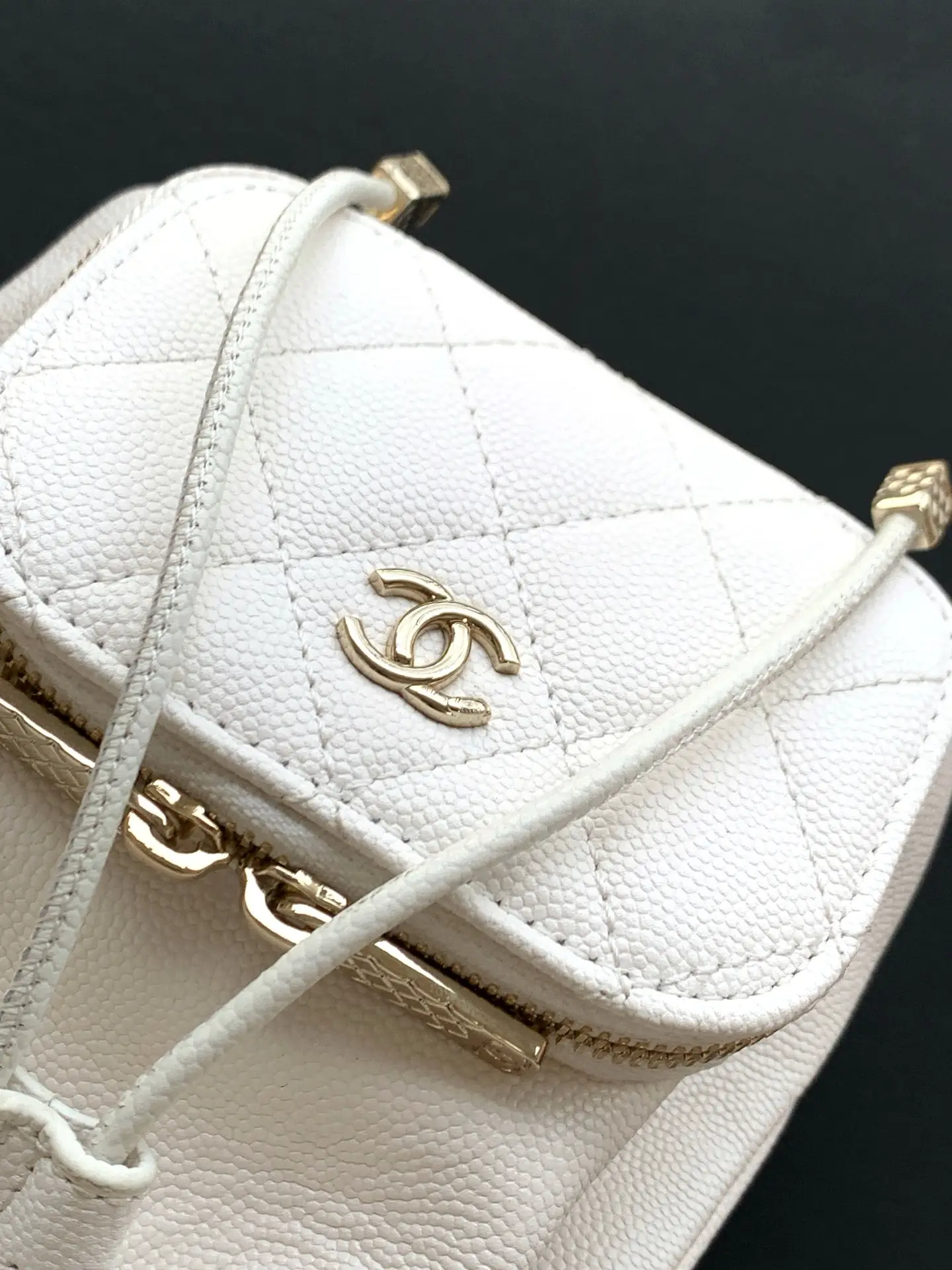 Chanel Mini Drawstring Bucket Bag SP4775 White