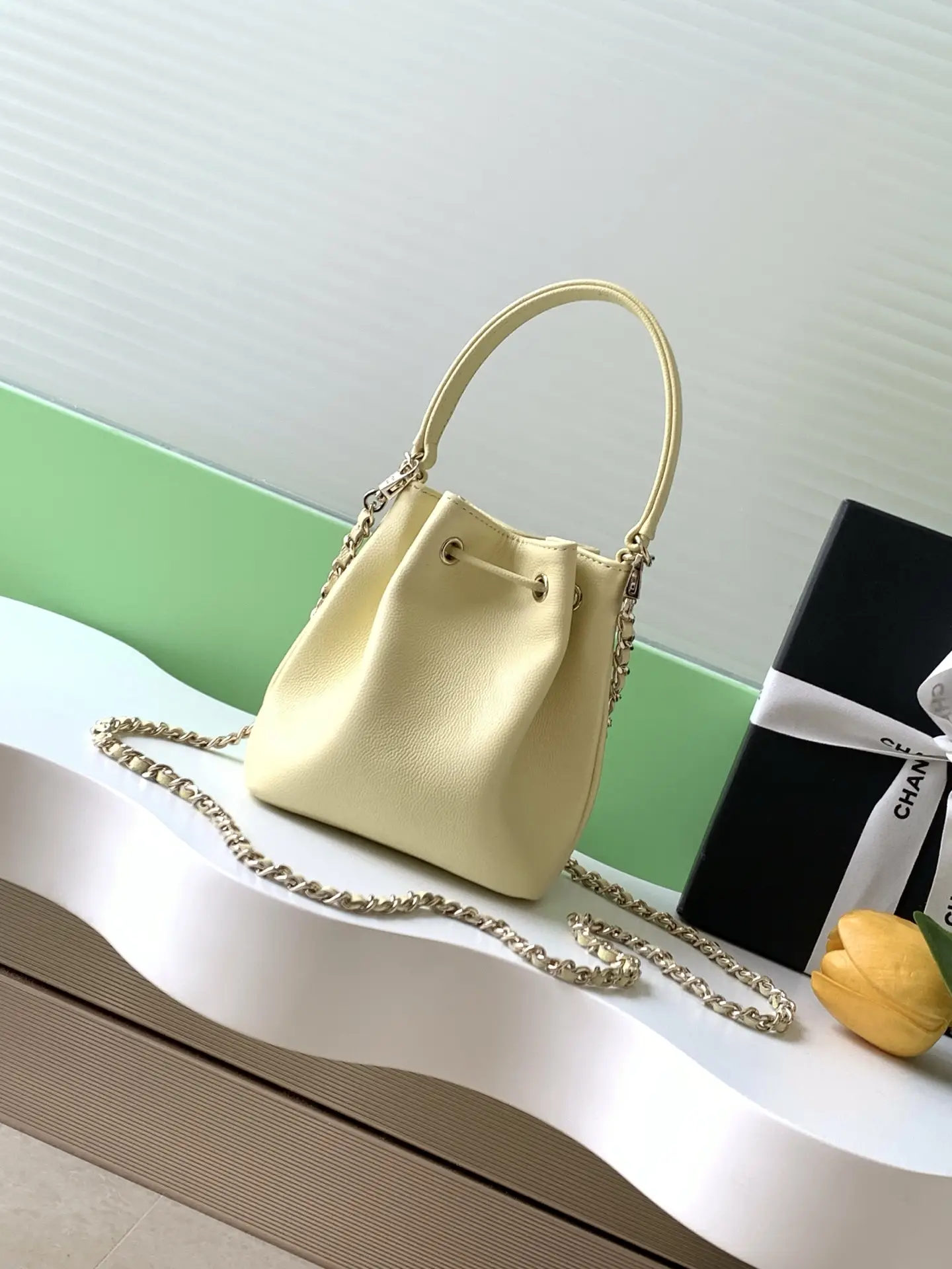 Chanel Mini Drawstring Bucket Bag SP4775 Yellow