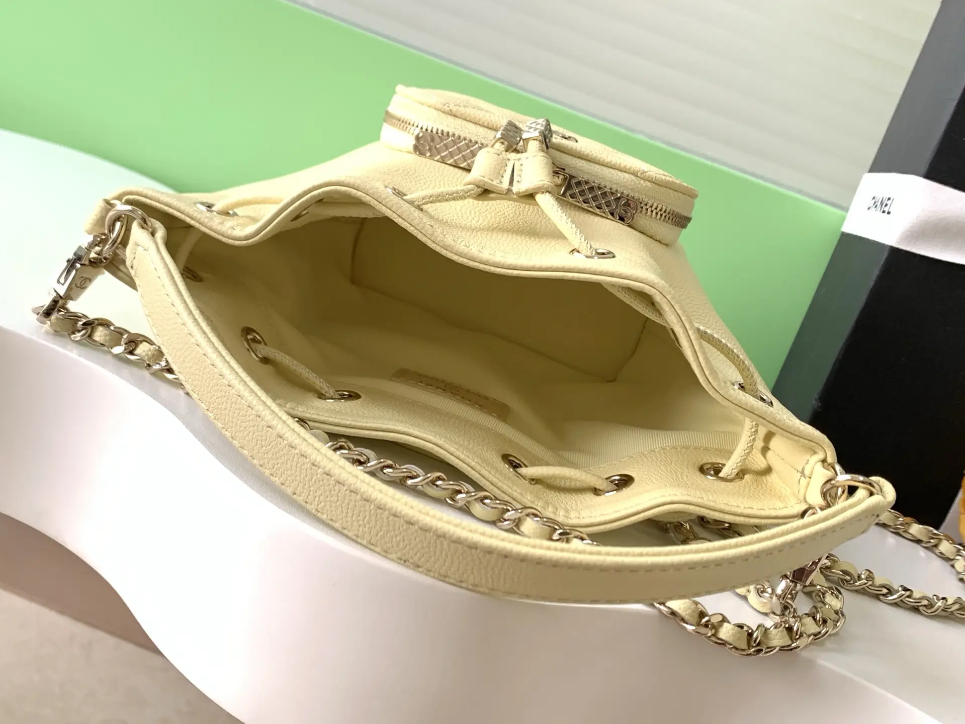 Chanel Mini Drawstring Bucket Bag SP4775 Yellow