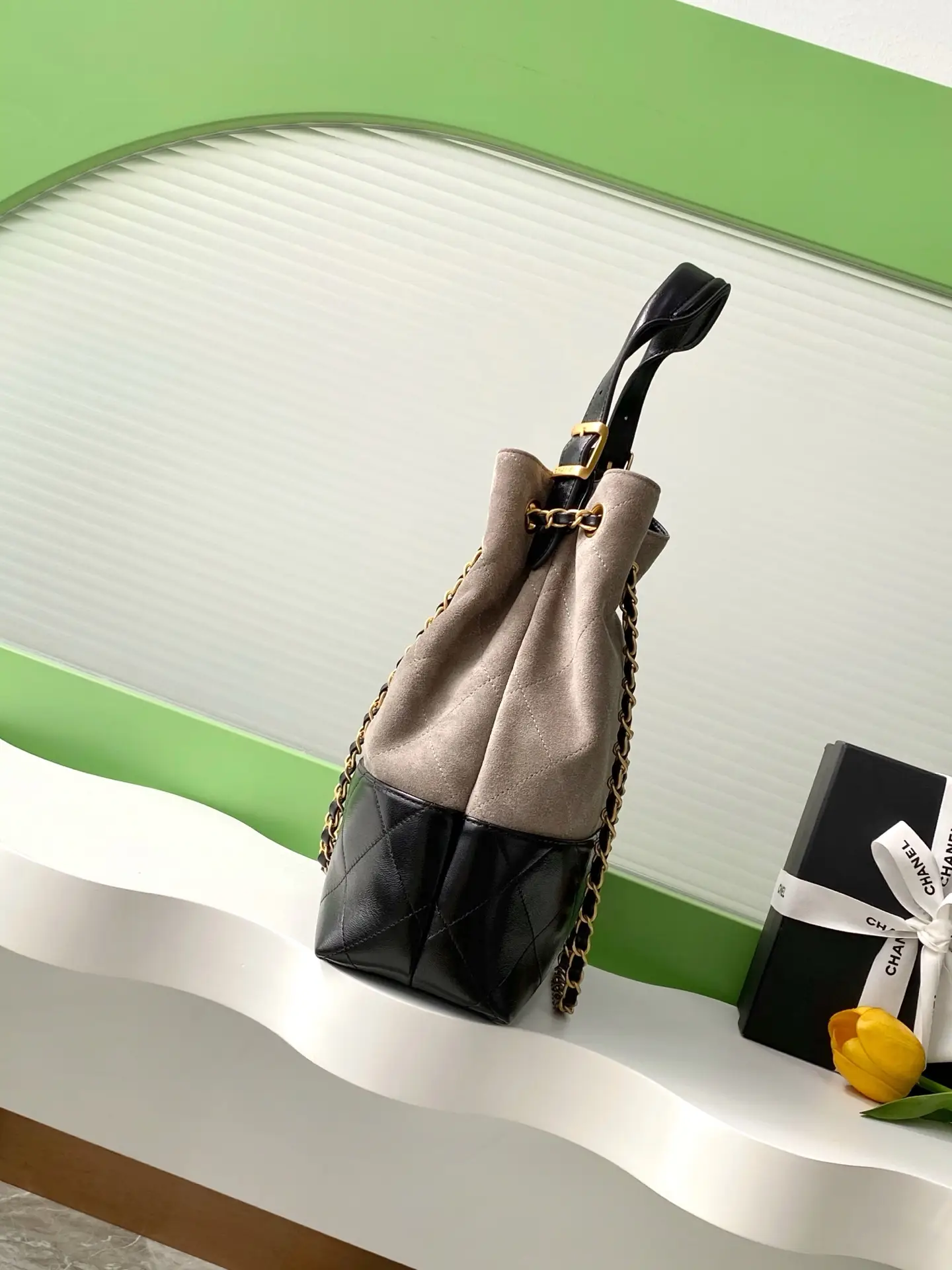 Chanel Shopping Bag Gray & Black