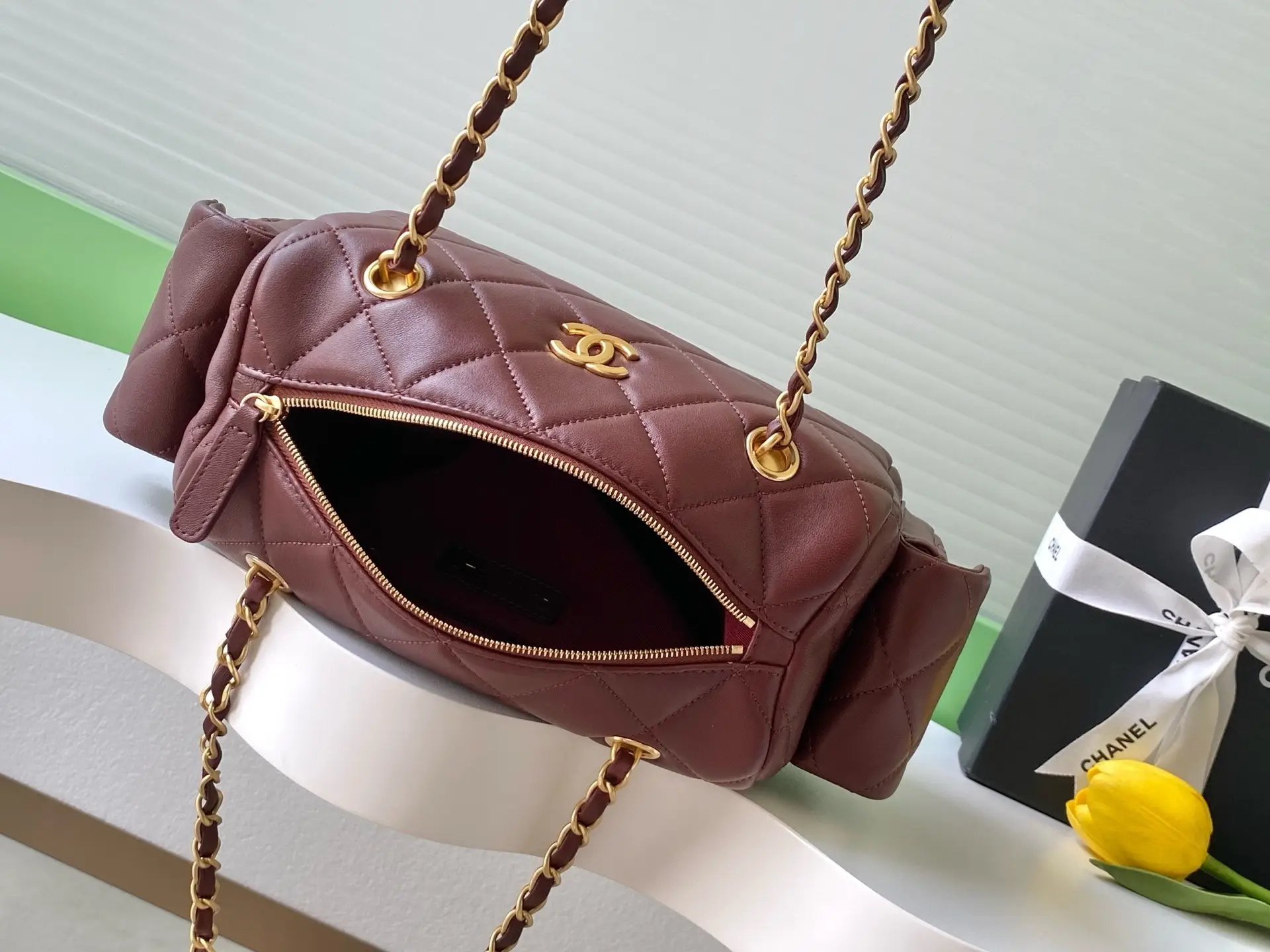 Chanel Small Bowling Bag AS5792 Burgundy