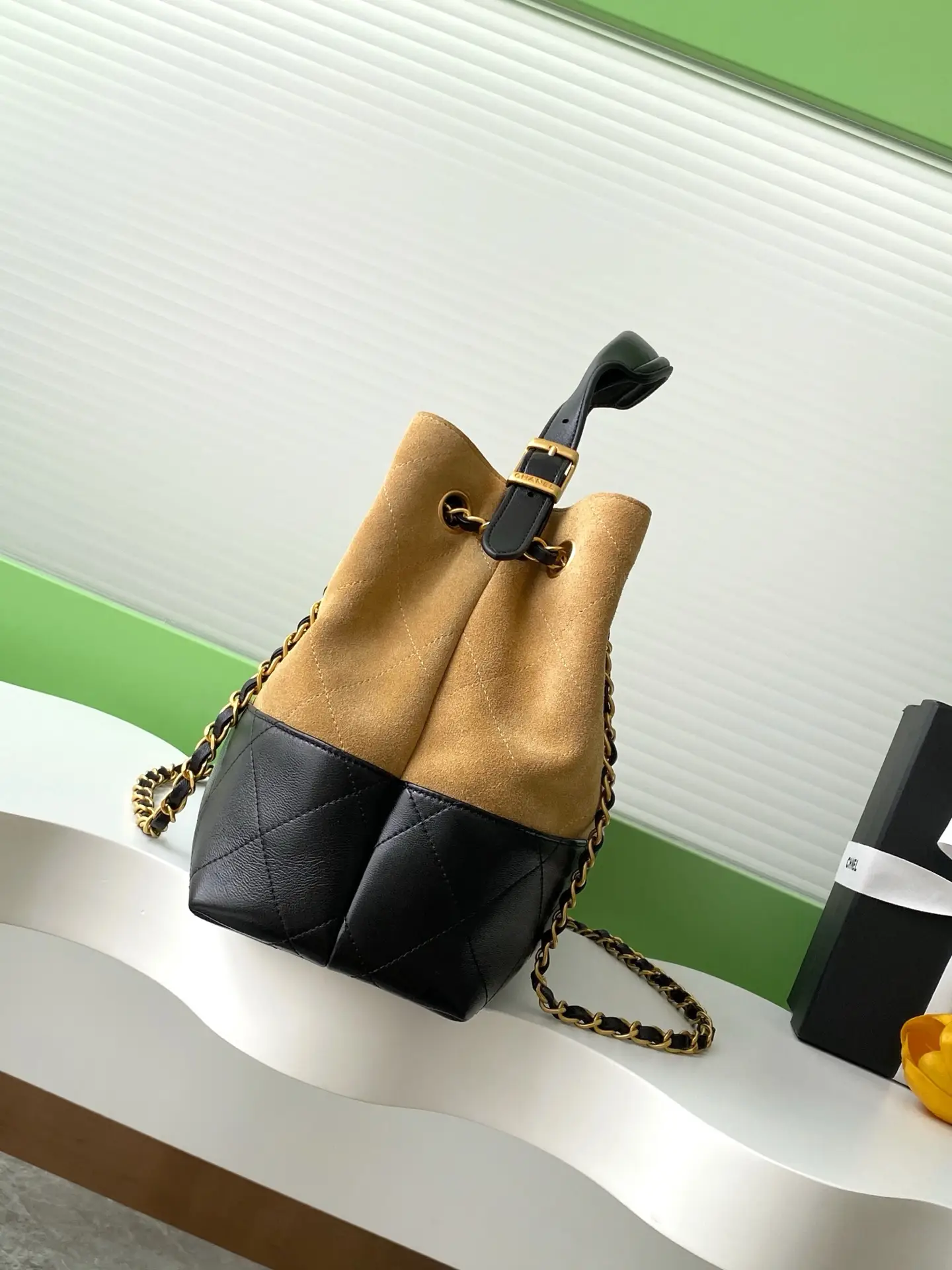 Chanel Small Tote Bag Beige & Black