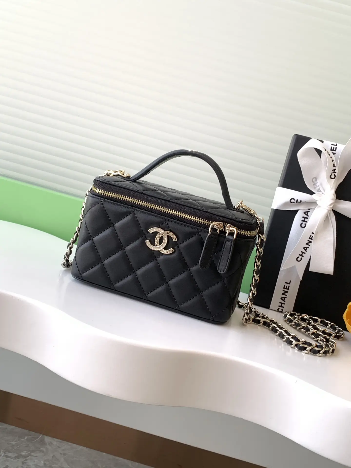 Chanel Top Handle Vanity Case AP4404 Black