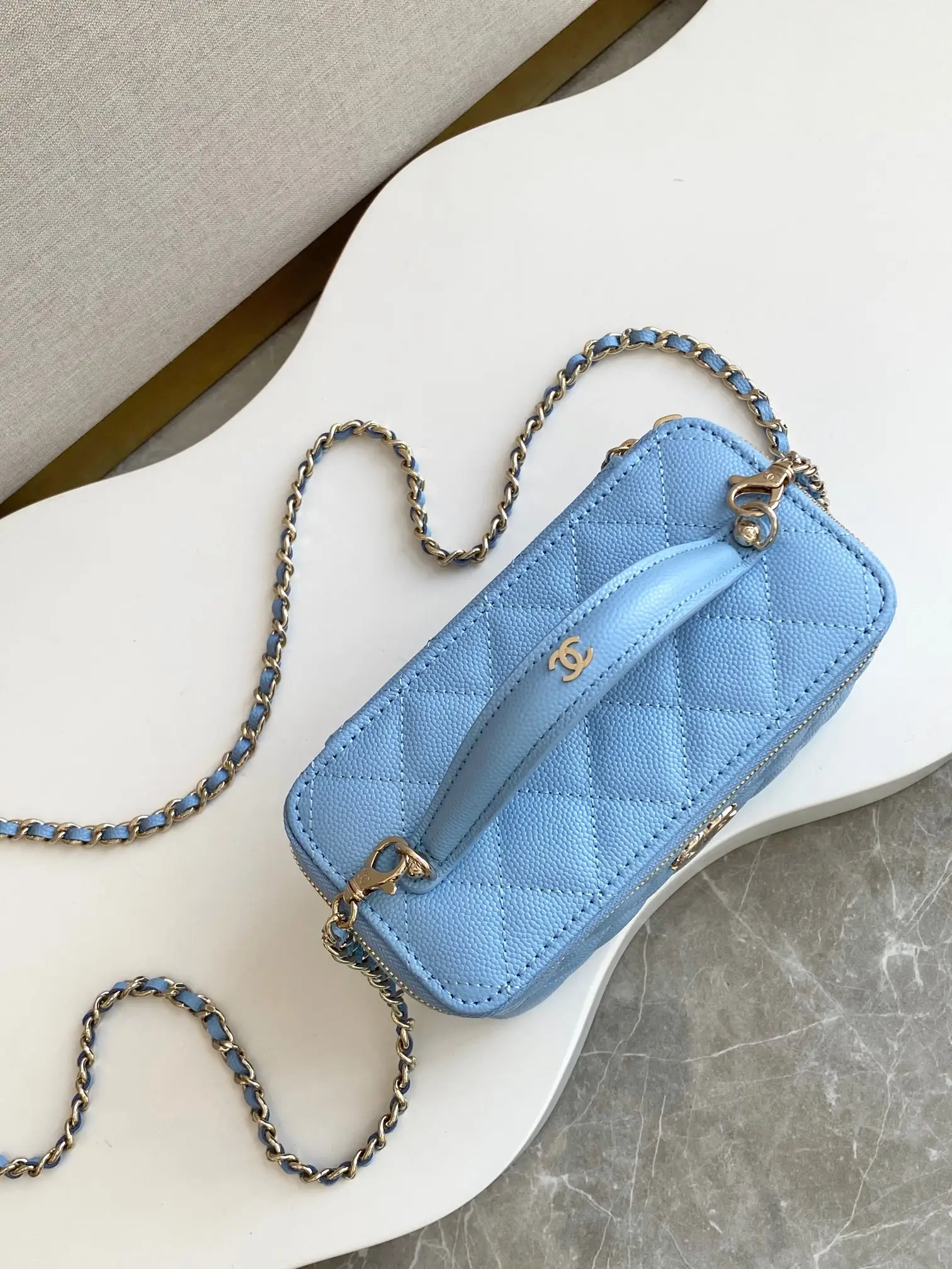 Chanel Top Handle Vanity Case AP4404 Blue