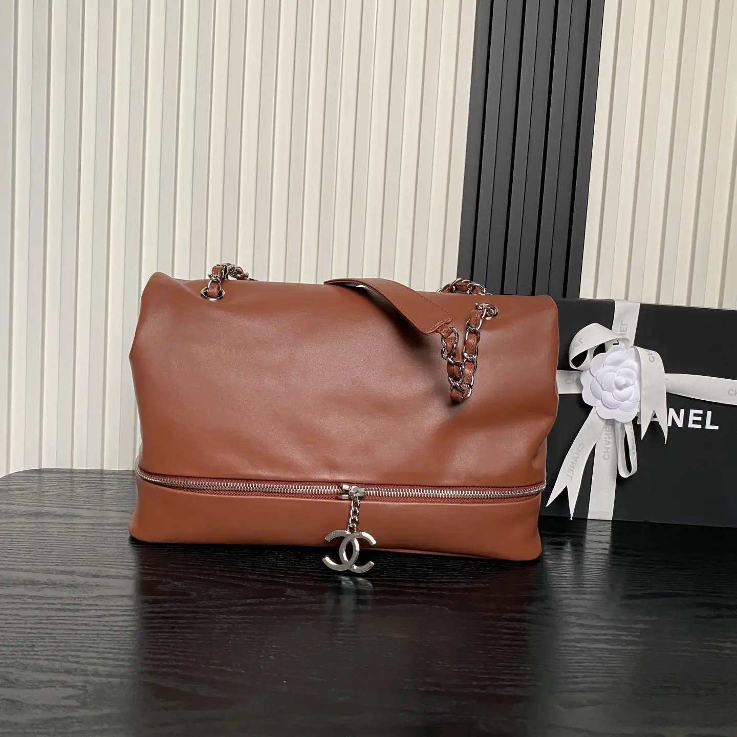 Chanel Vintage Large Tote Bag Brown