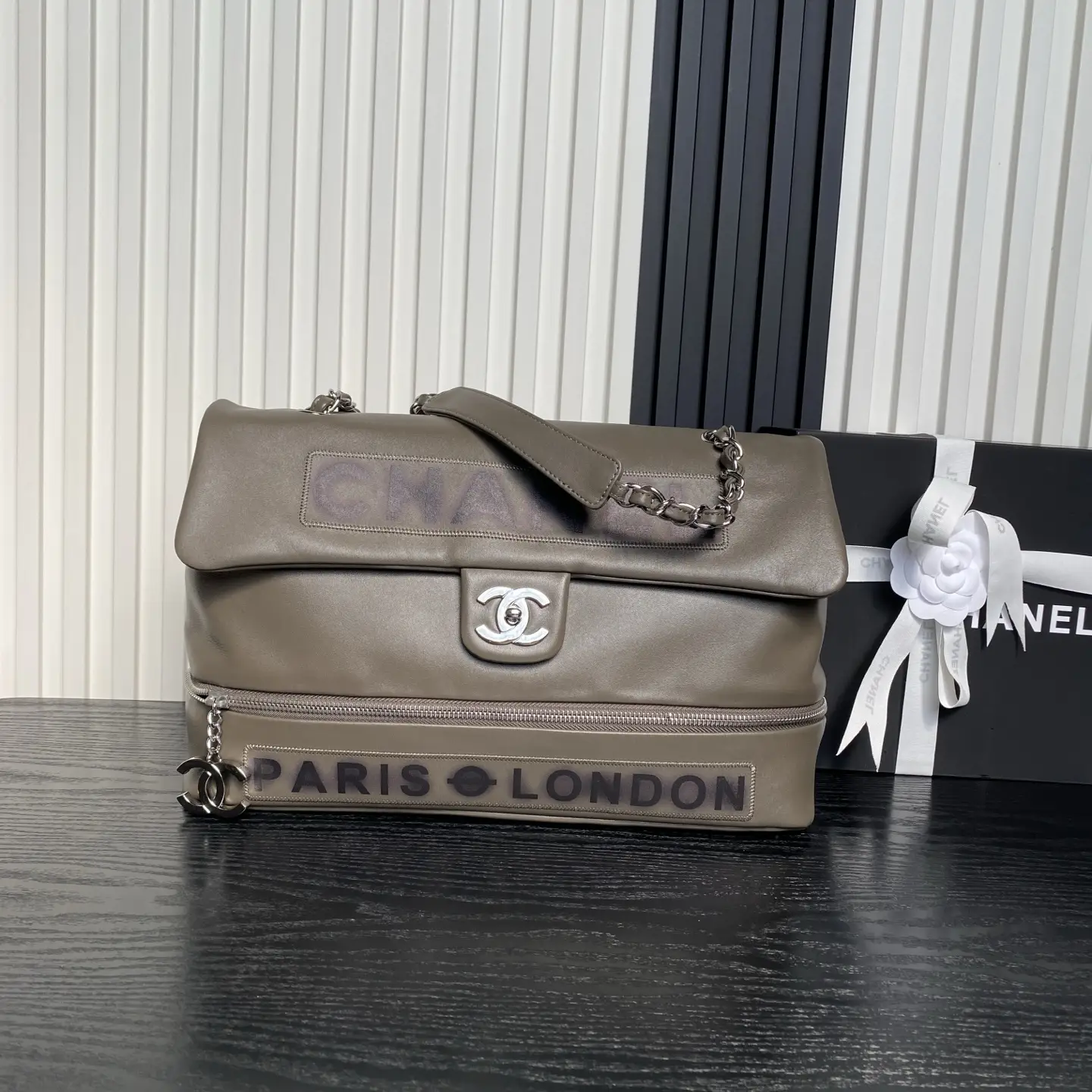 Chanel Vintage Large Tote Bag Gray