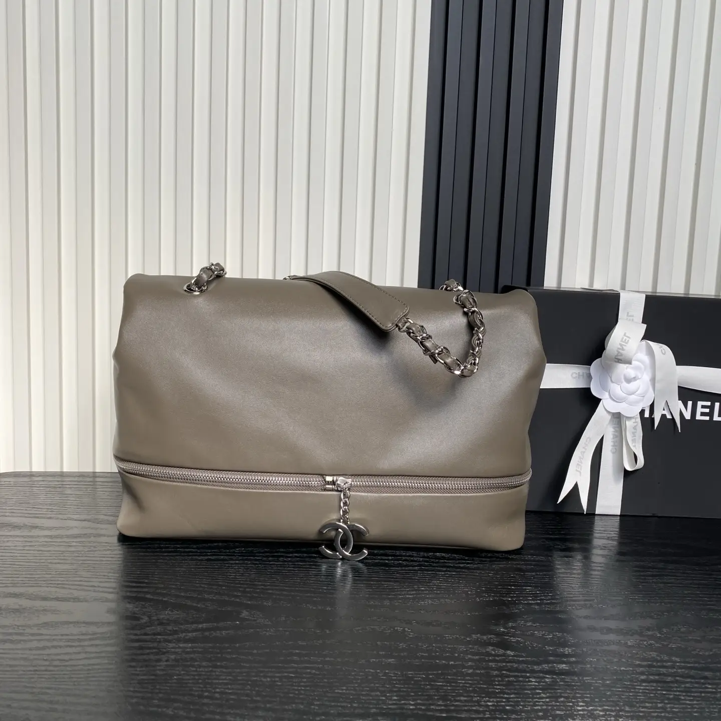 Chanel Vintage Large Tote Bag Gray