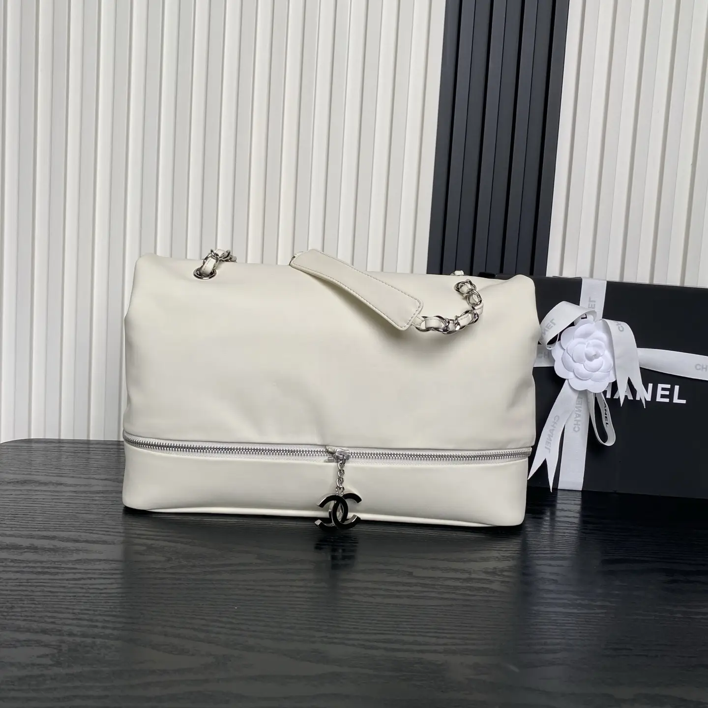Chanel Vintage Large Tote Bag White