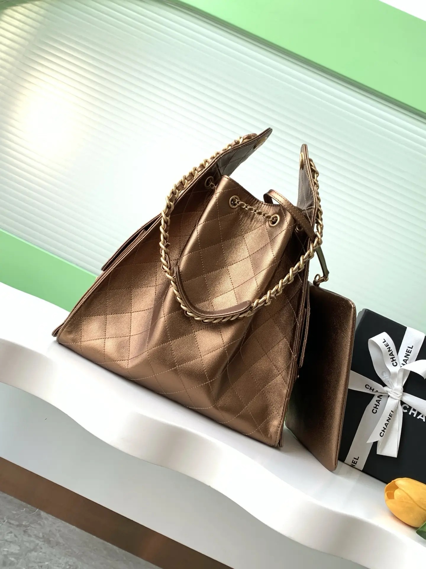 Chanel 25 Medium Handbag AS5311 Champagne Color