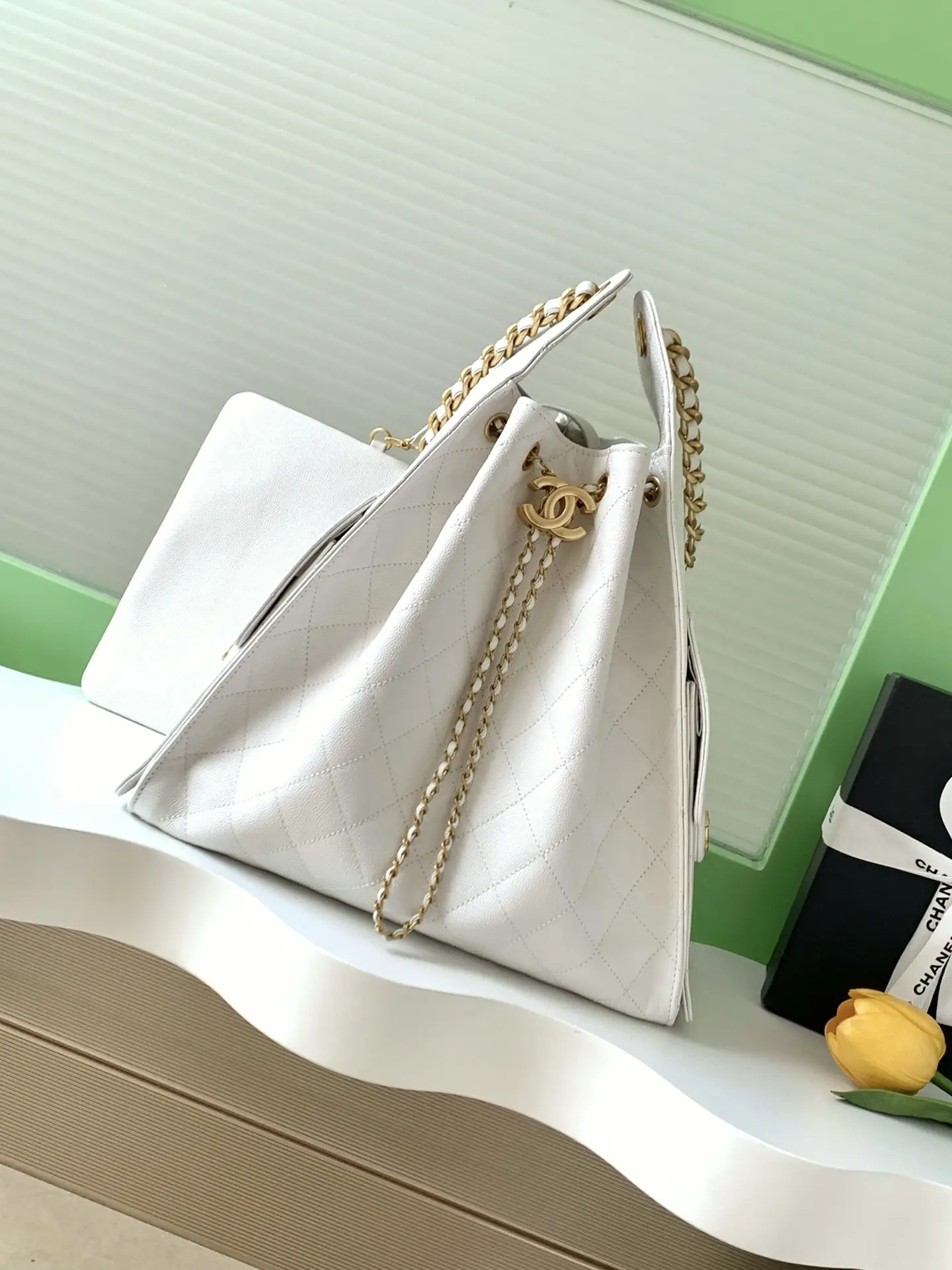 Chanel 25 Medium Handbag AS5311 White