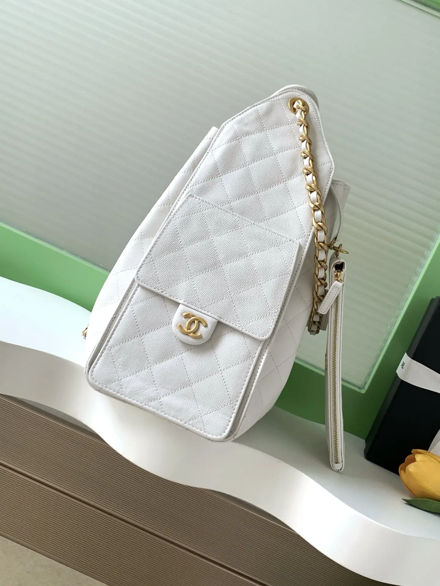 Chanel 25 Medium Handbag AS5311 White