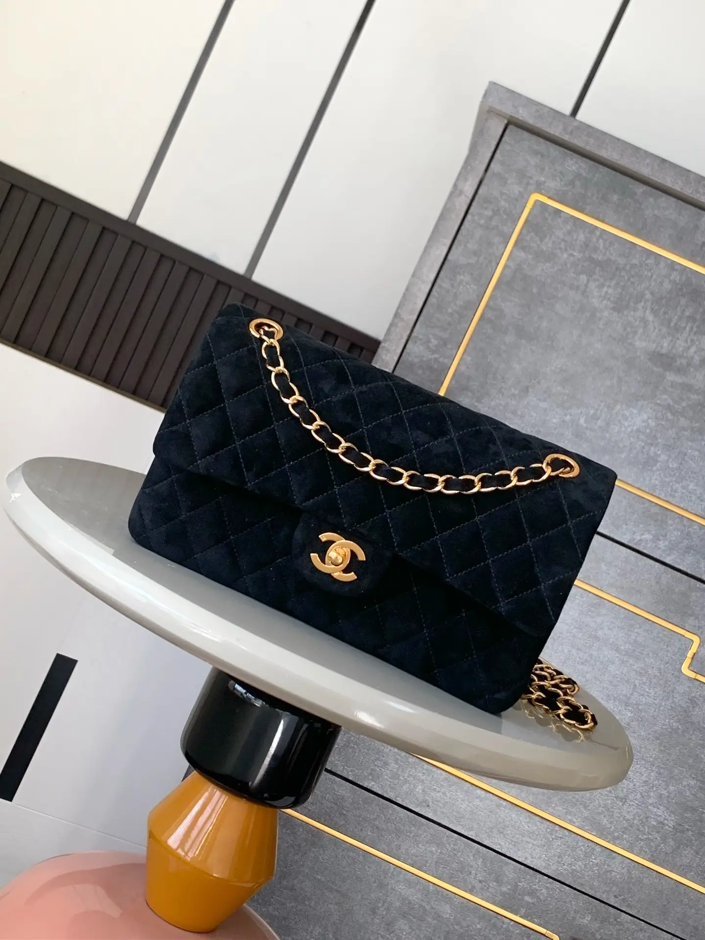 Chanel 2.55 Flap Bag Suede Black