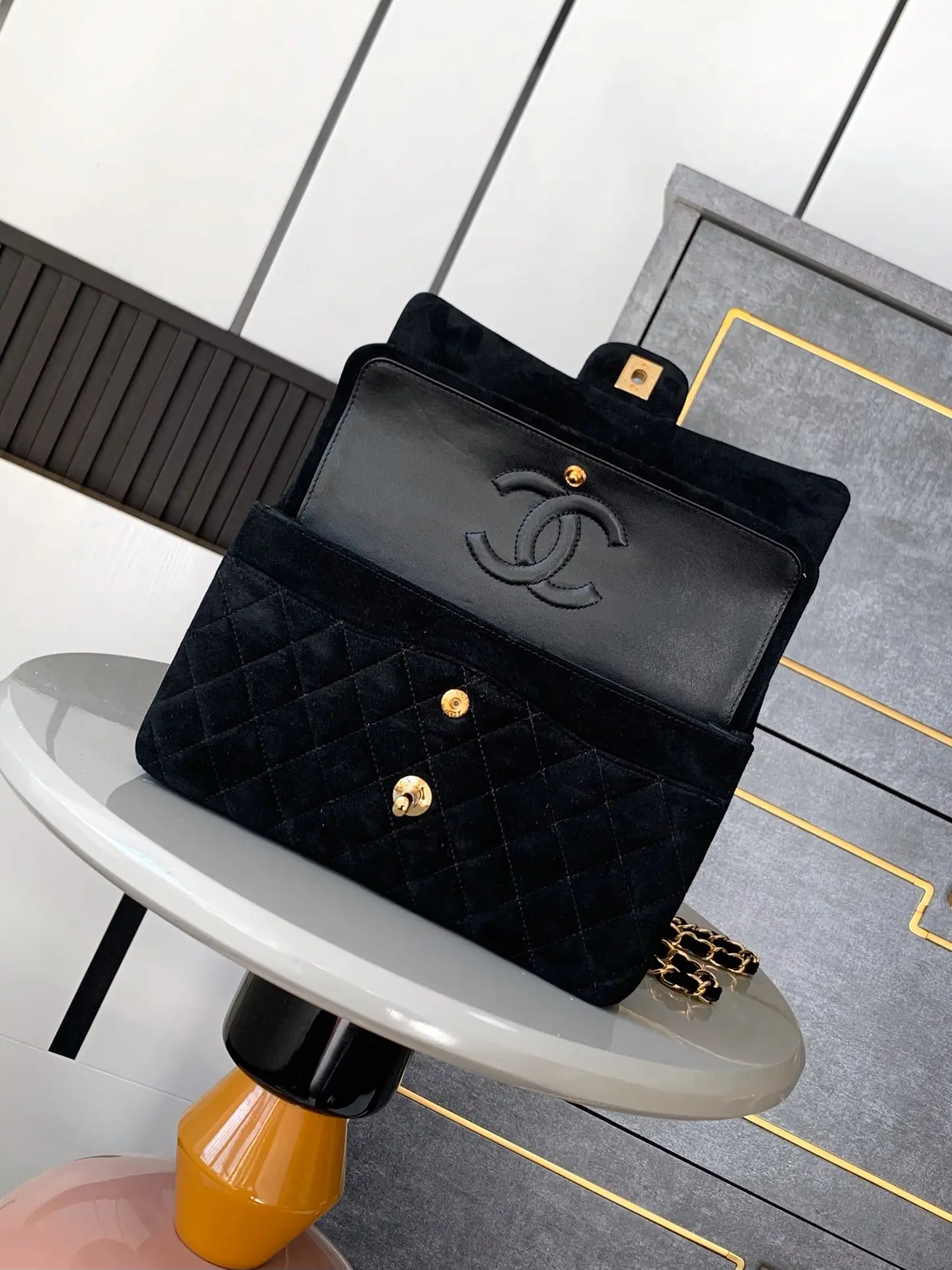 Chanel 2.55 Flap Bag Suede Black