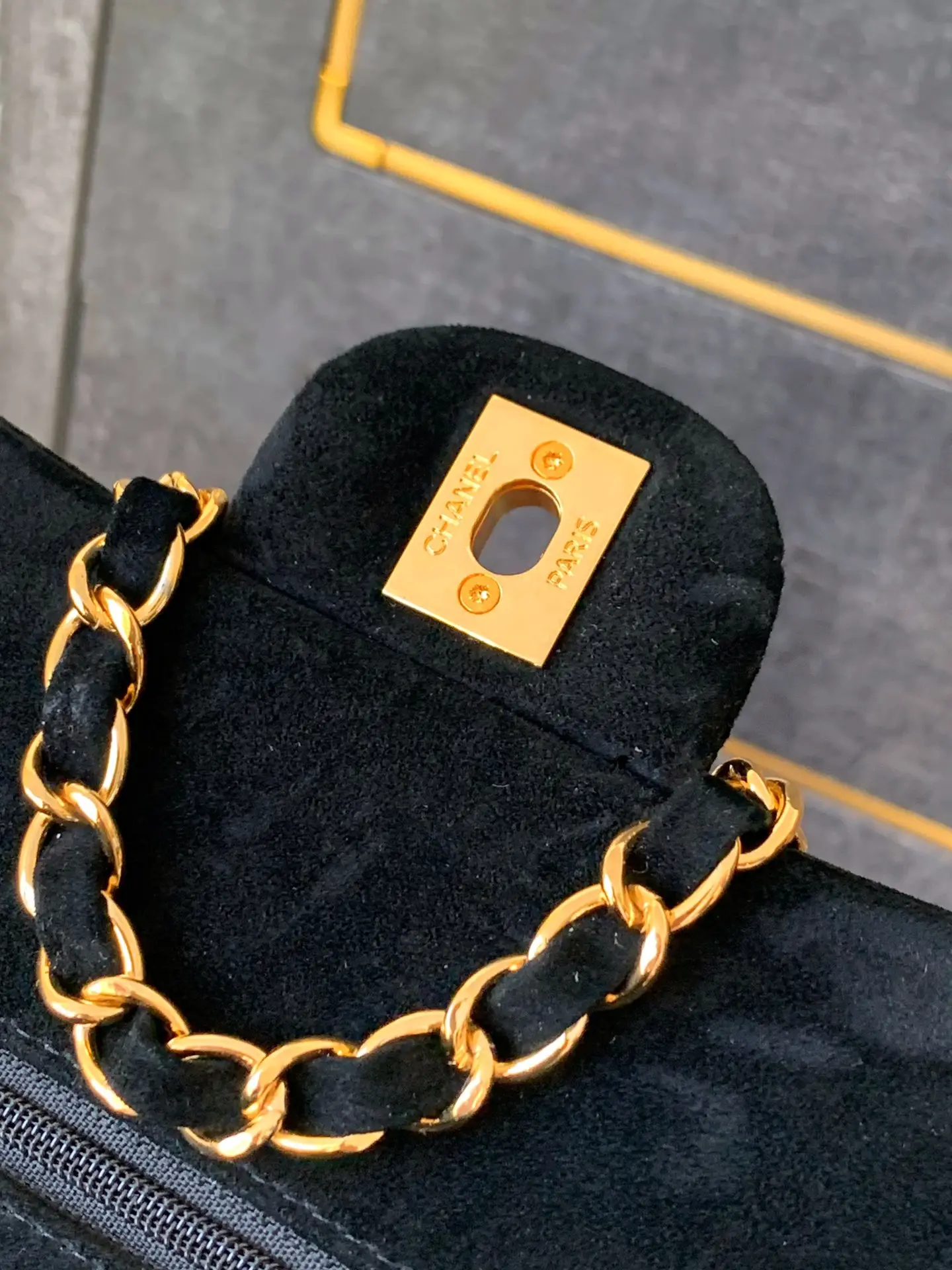 Chanel 2.55 Flap Bag Suede Black