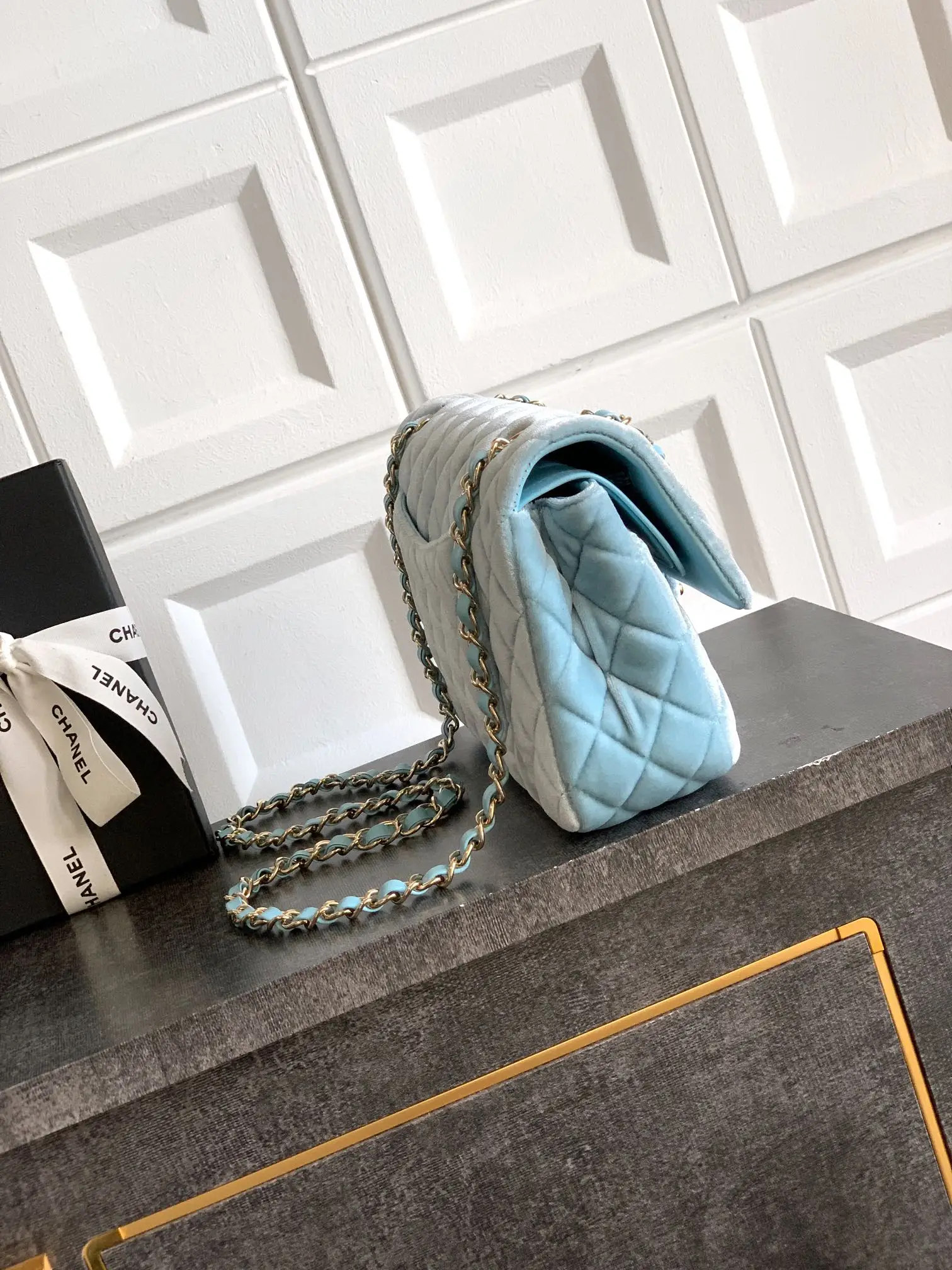 Chanel 2.55 Flap Bag Suede Blue