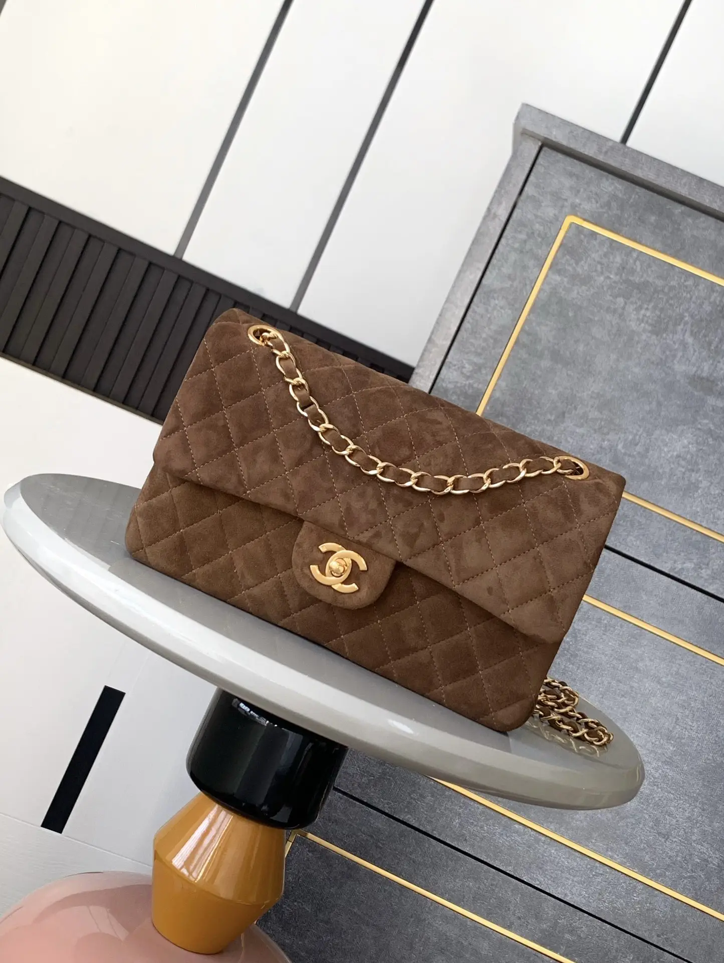 Chanel 2.55 Flap Bag Suede Brown