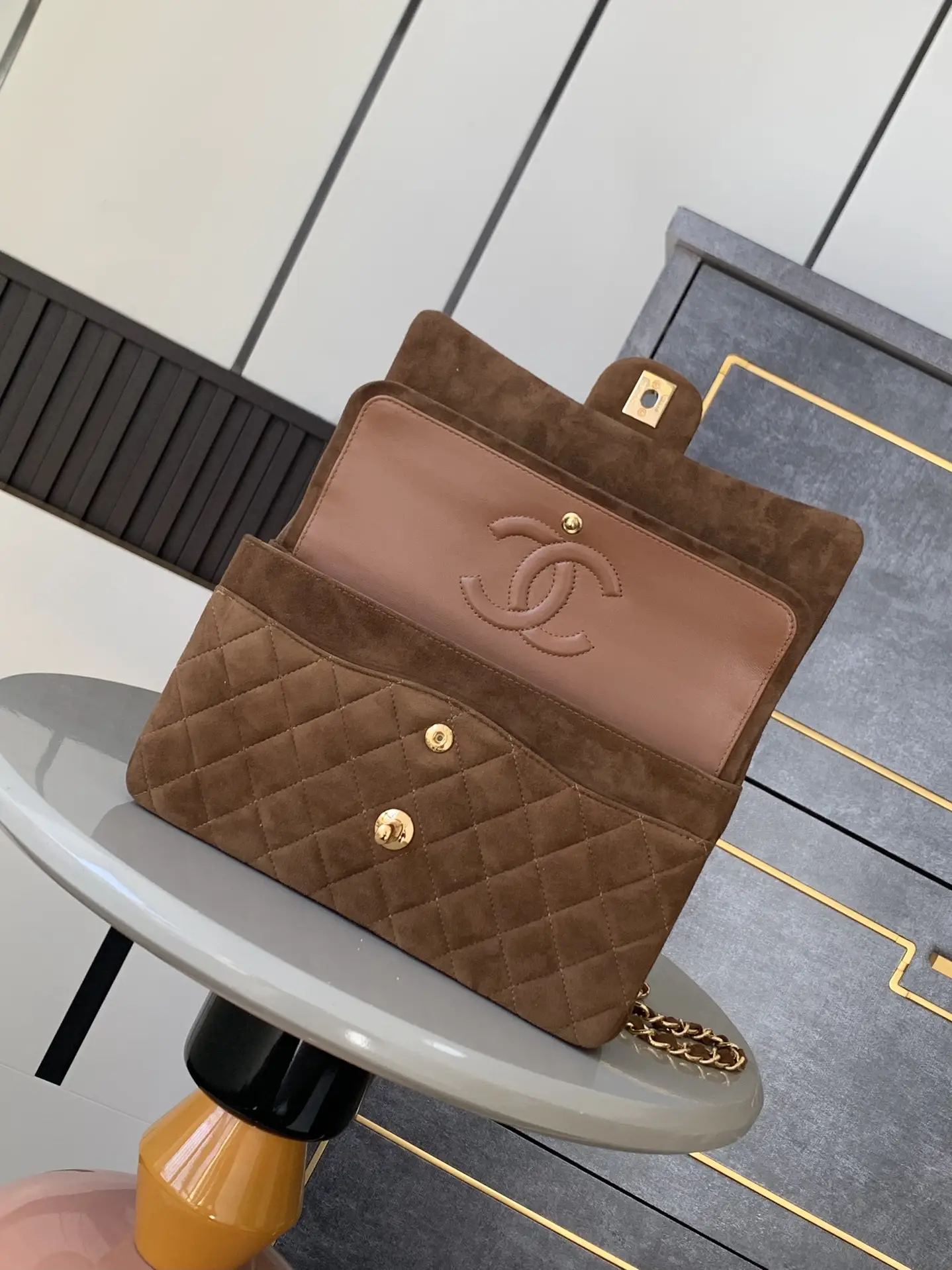Chanel 2.55 Flap Bag Suede Brown