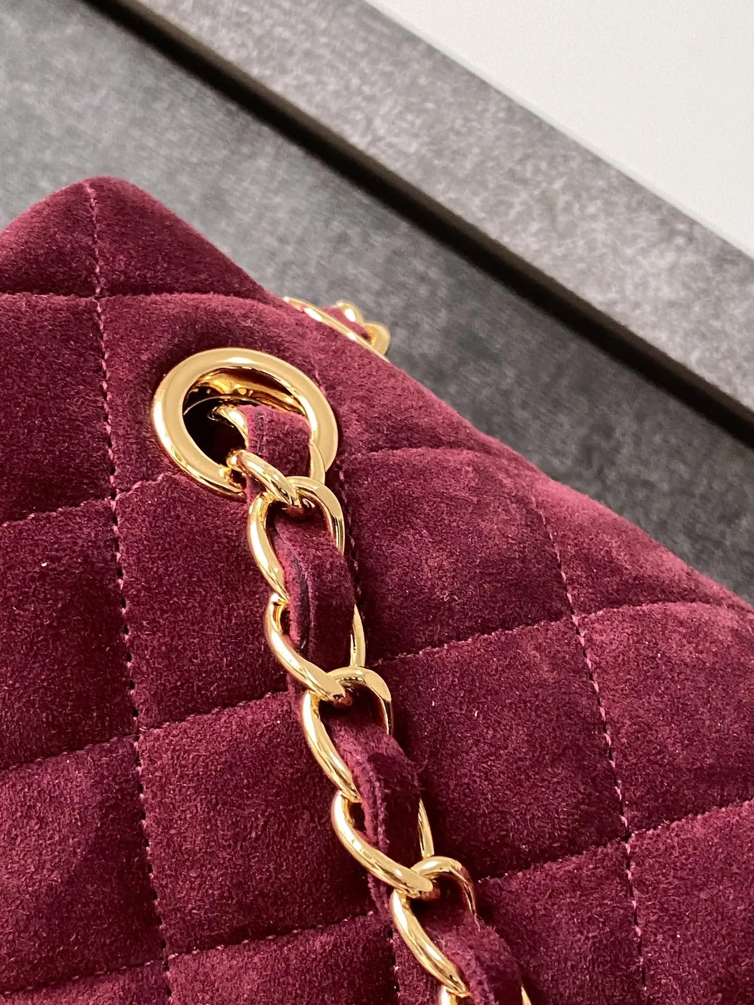 Chanel 2.55 Flap Bag Suede Burgundy