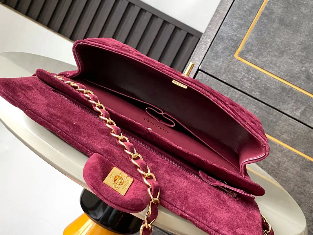 Chanel 2.55 Flap Bag Suede Burgundy