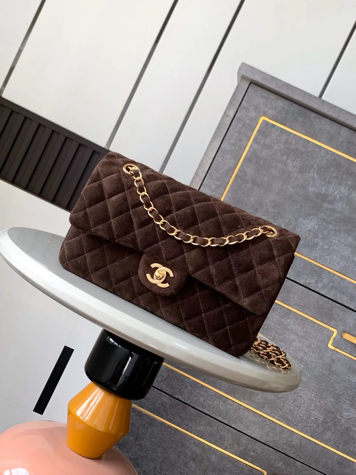 Chanel 2.55 Flap Bag Suede Coffee Brown