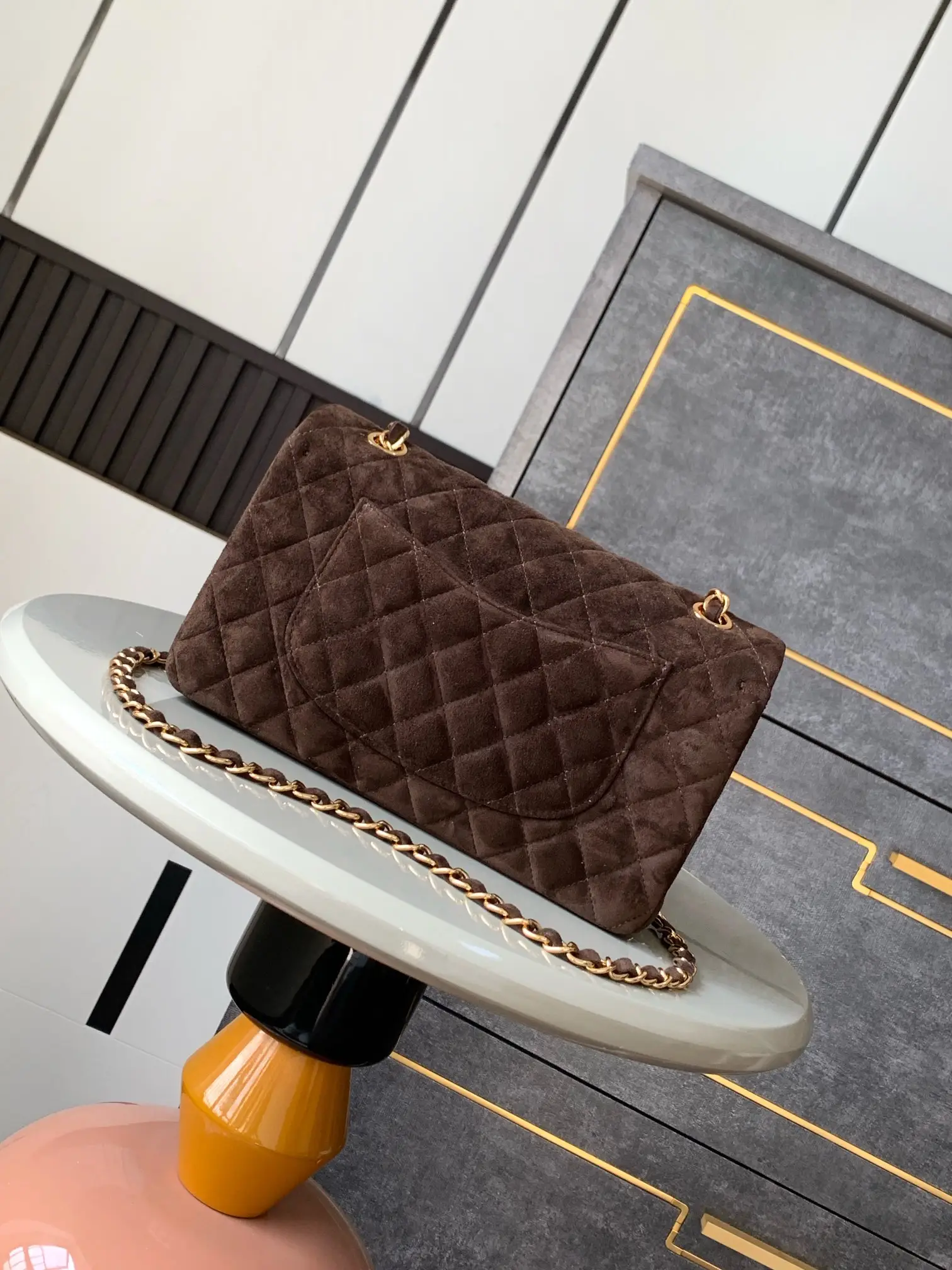 Chanel 2.55 Flap Bag Suede Coffee Brown