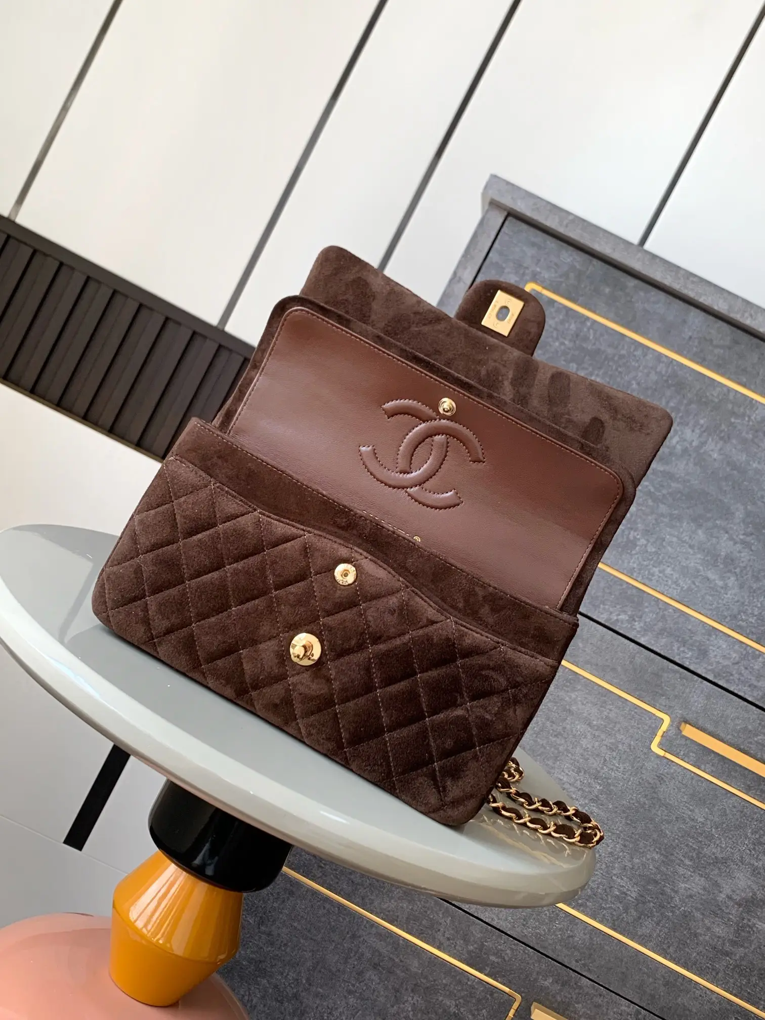 Chanel 2.55 Flap Bag Suede Coffee Brown