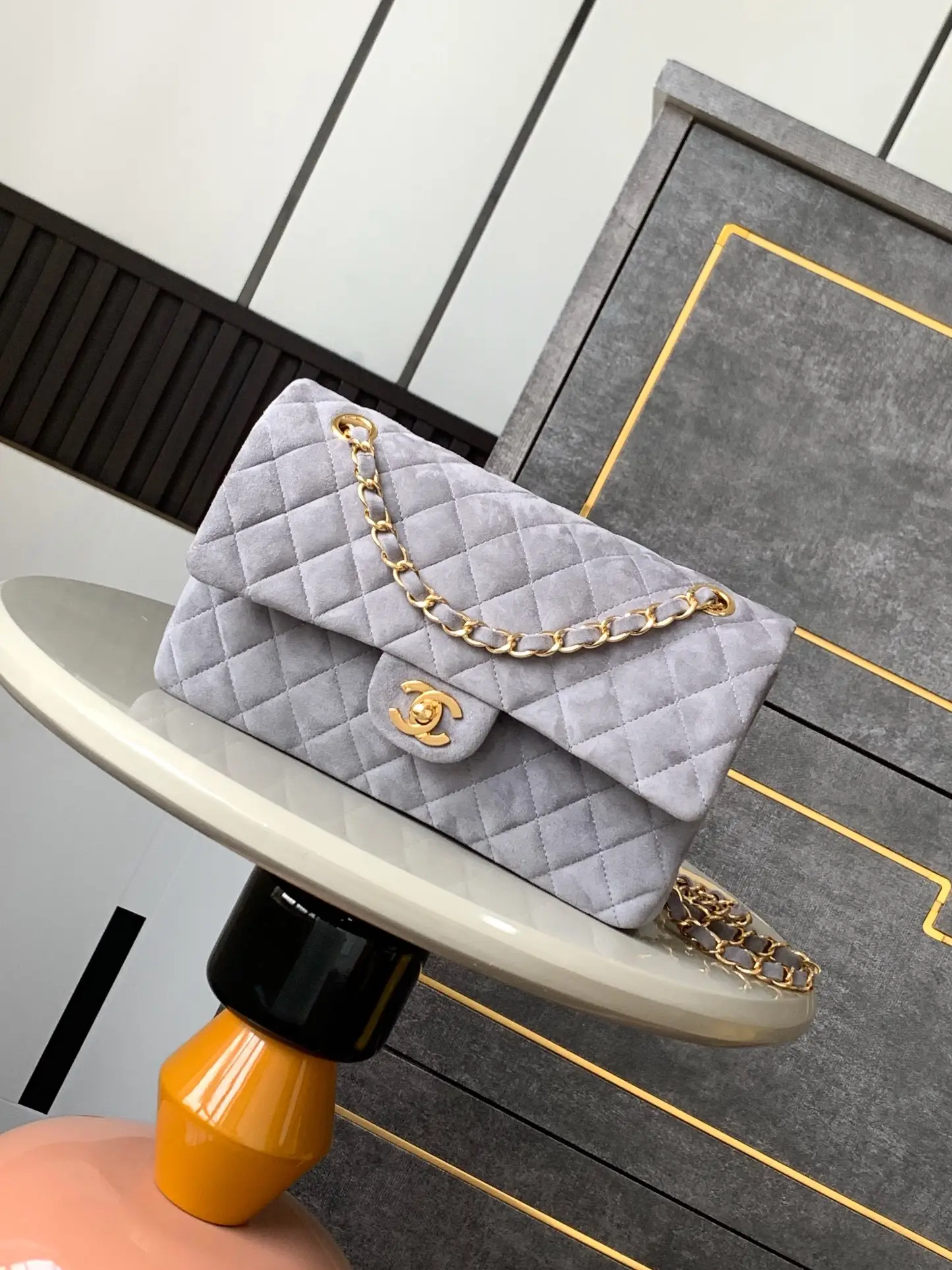 Chanel 2.55 Flap Bag Suede Dusty Grey