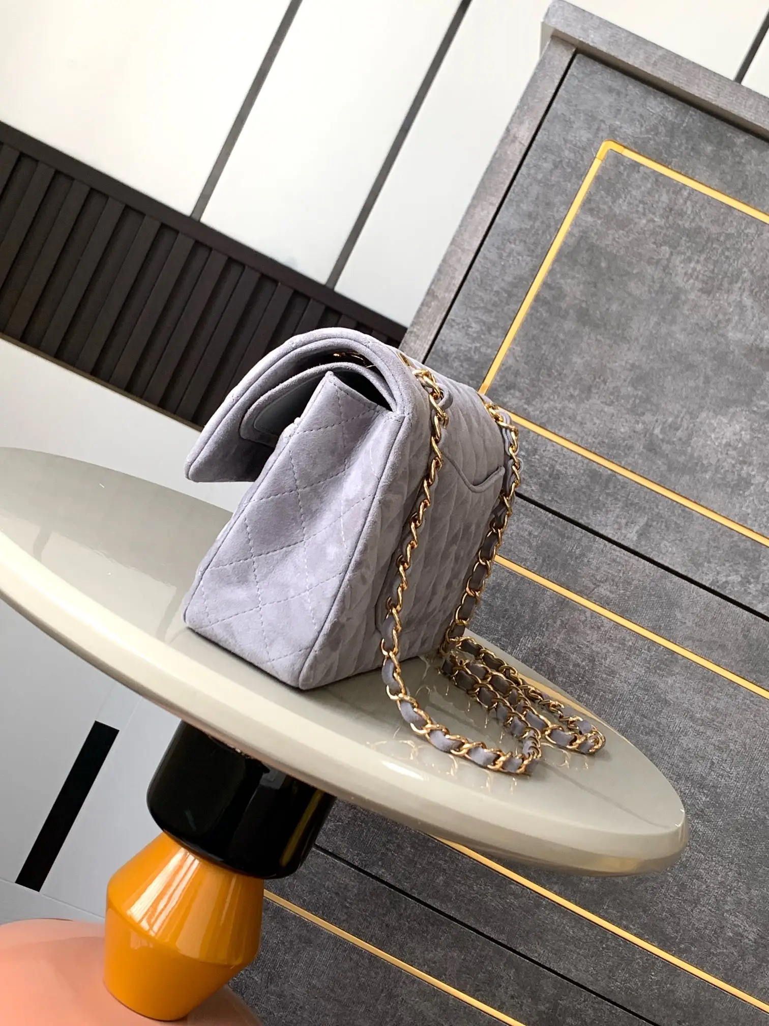 Chanel 2.55 Flap Bag Suede Dusty Grey