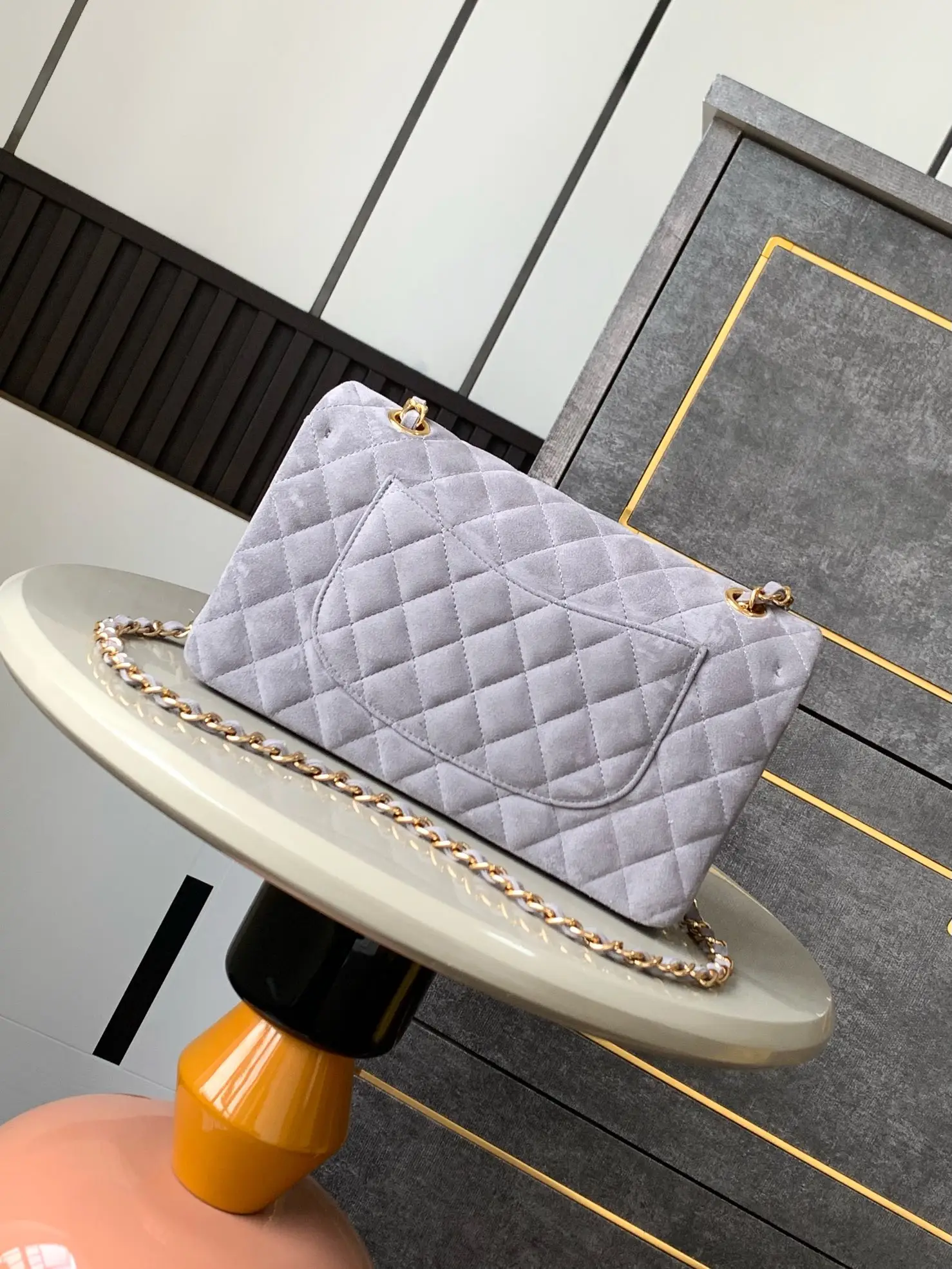 Chanel 2.55 Flap Bag Suede Dusty Grey