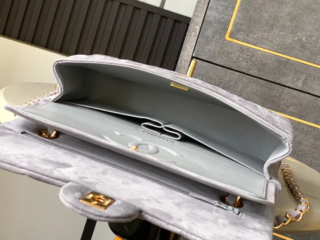 Chanel 2.55 Flap Bag Suede Dusty Grey