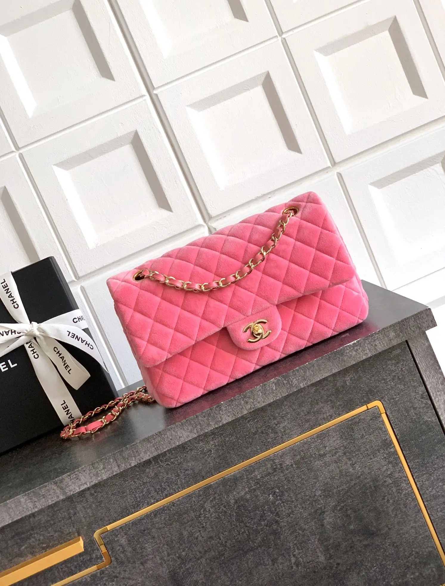 Chanel 2.55 Flap Bag Suede Pink