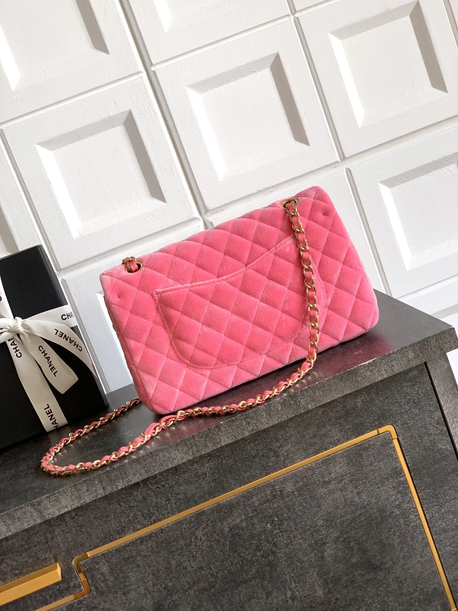 Chanel 2.55 Flap Bag Suede Pink