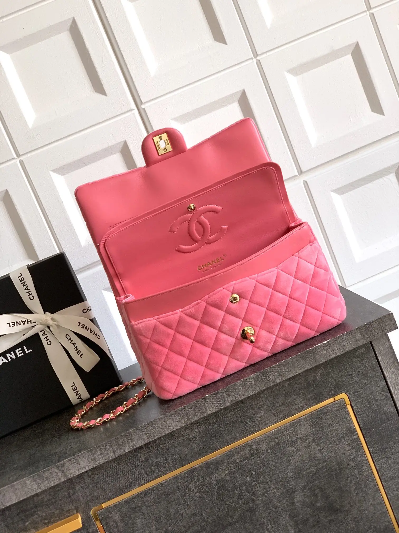 Chanel 2.55 Flap Bag Suede Pink