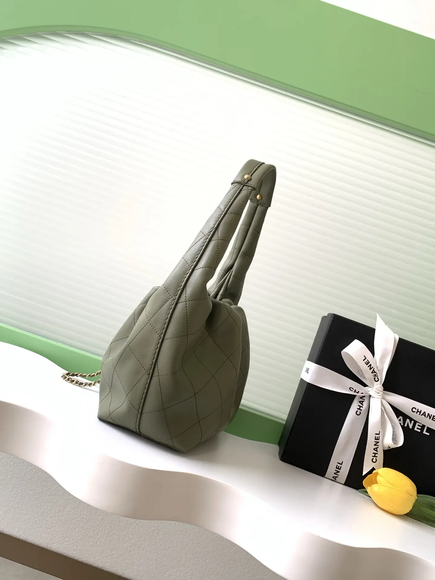 Chanel 26C Hobo Handbag AS5976 Olive Green